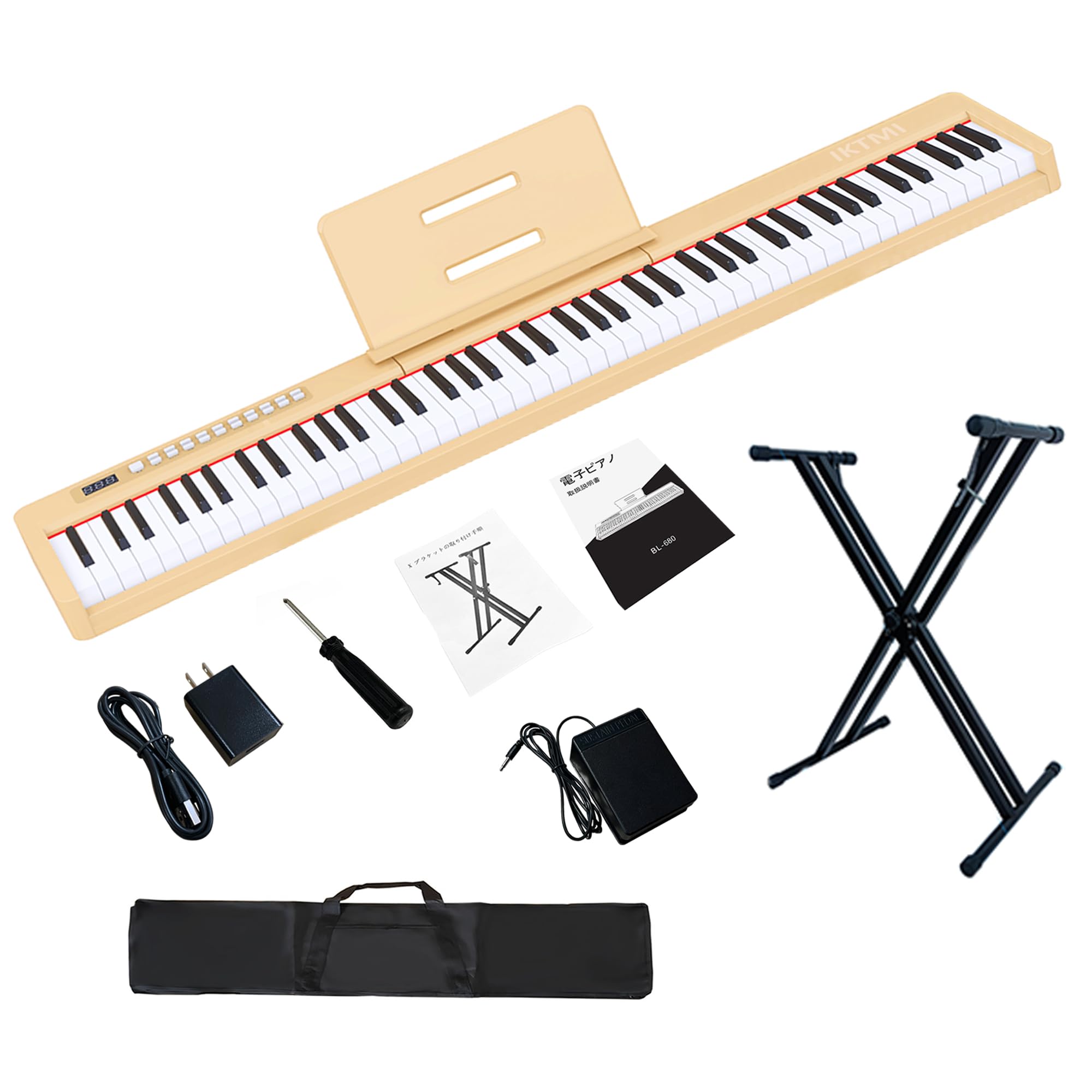 楽天市場】IKTMI 電子ピアノ 88鍵盤 軽量 ポータブルピアノスタンド