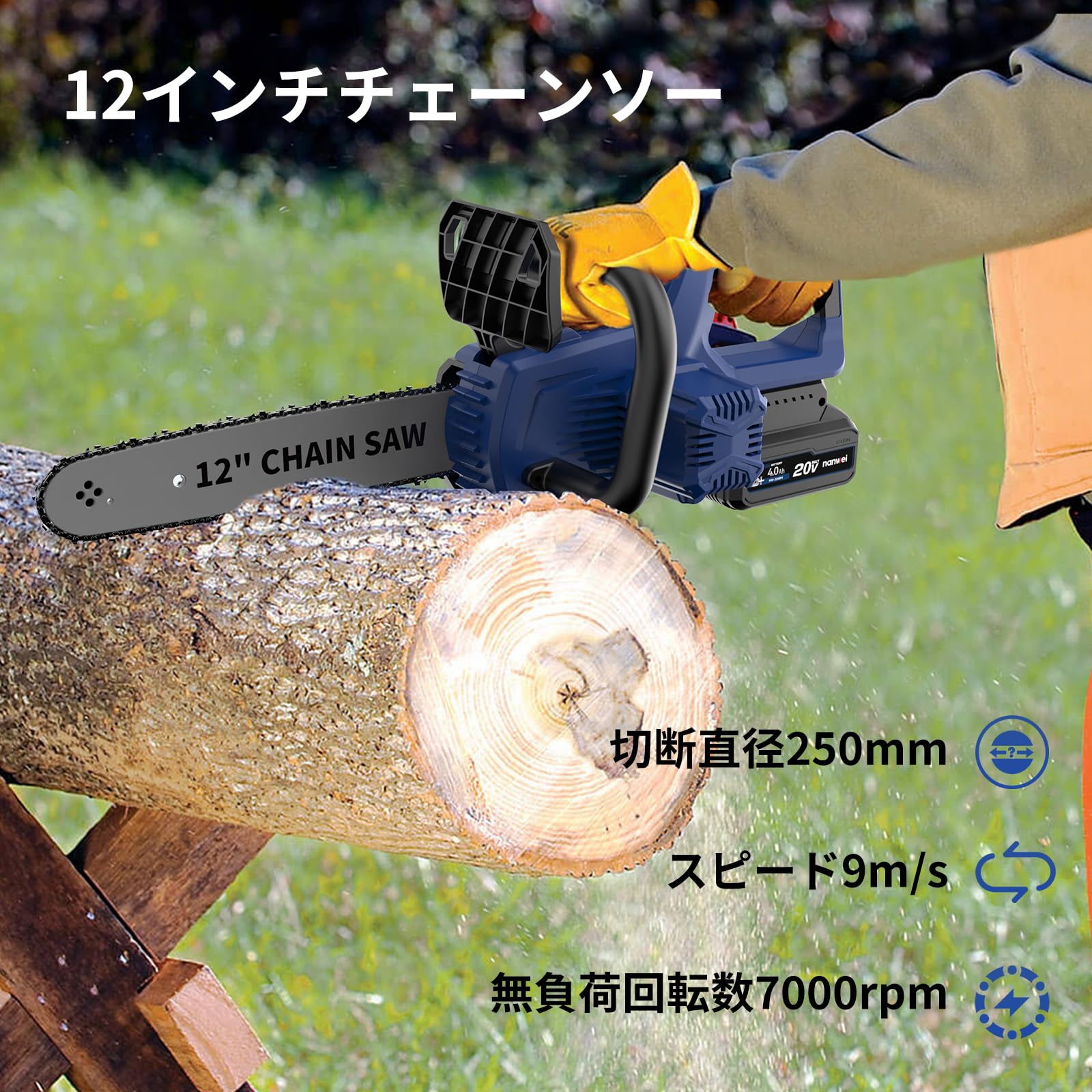 楽天市場】NANWEI チェーンソー充電式 12インチ 自動給油式 工具レス