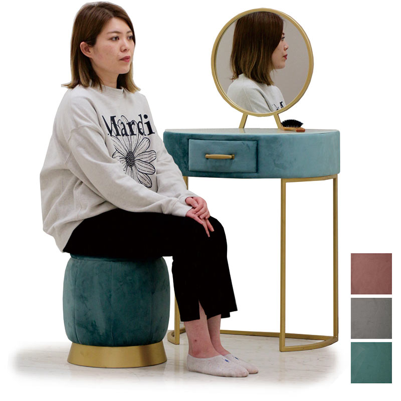 楽天市場】ドレッサー デスク 大理石風 天板 コンパクト スツール付き