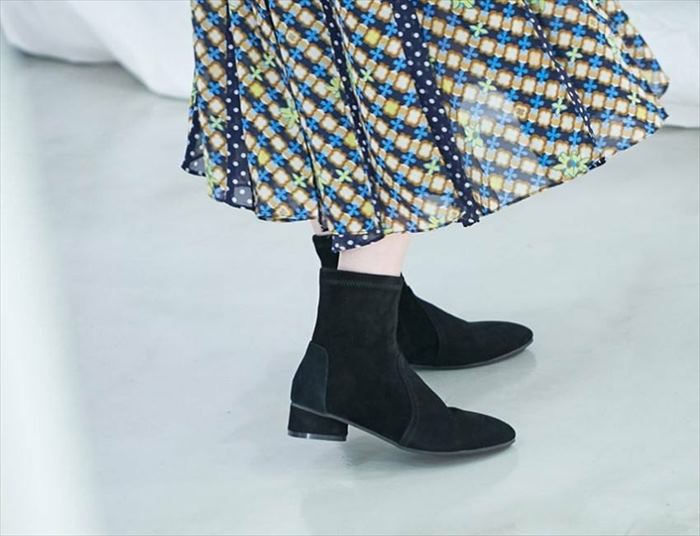 楽天市場】本革 ラム革 ショートブーツ 太ヒール ローヒール