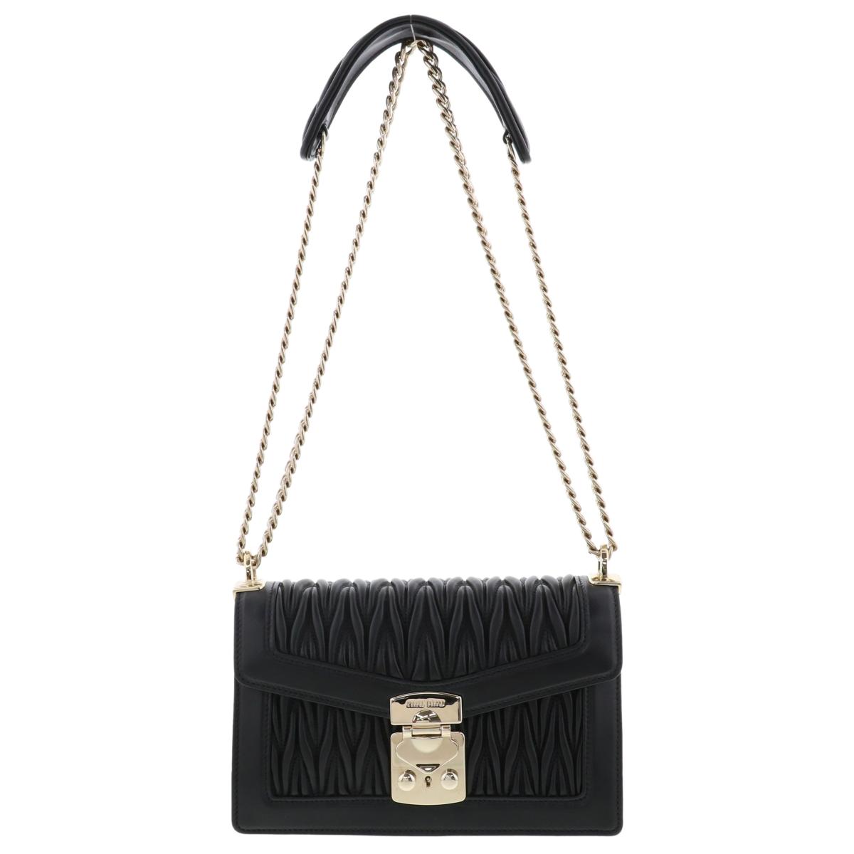 MIUMIU ブラックレザー キルティング チェーン 黒 ショルダーバッグ