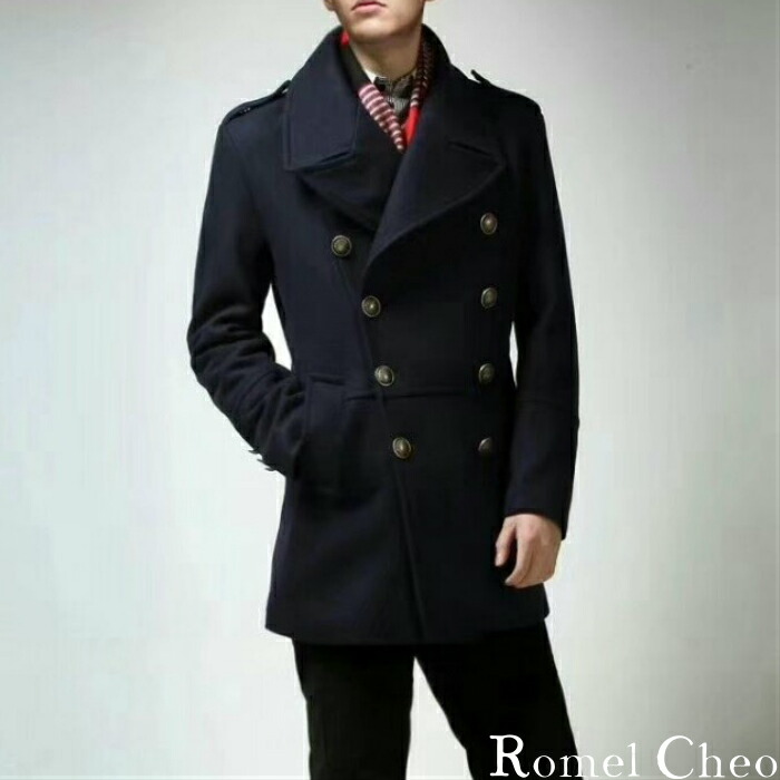 楽天市場】RomelCheo ナポレオン コート メンズ カラー ピーコート p
