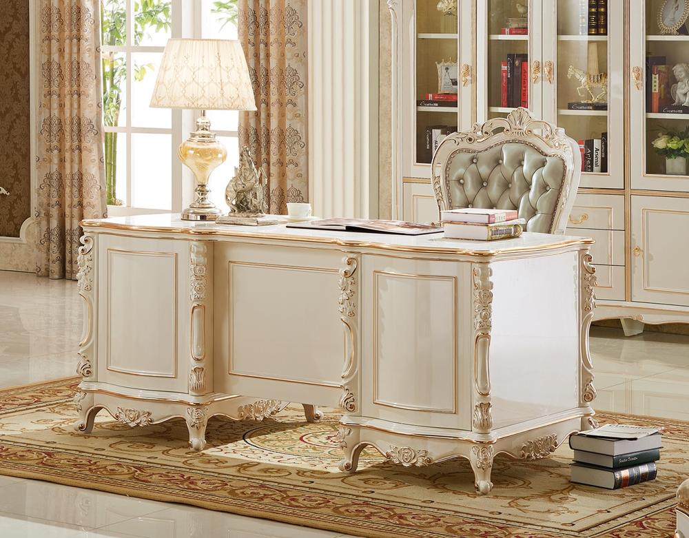 姫系 アンティーク風 猫足 ゴールドレリーフ デスク ロココ風 姫系