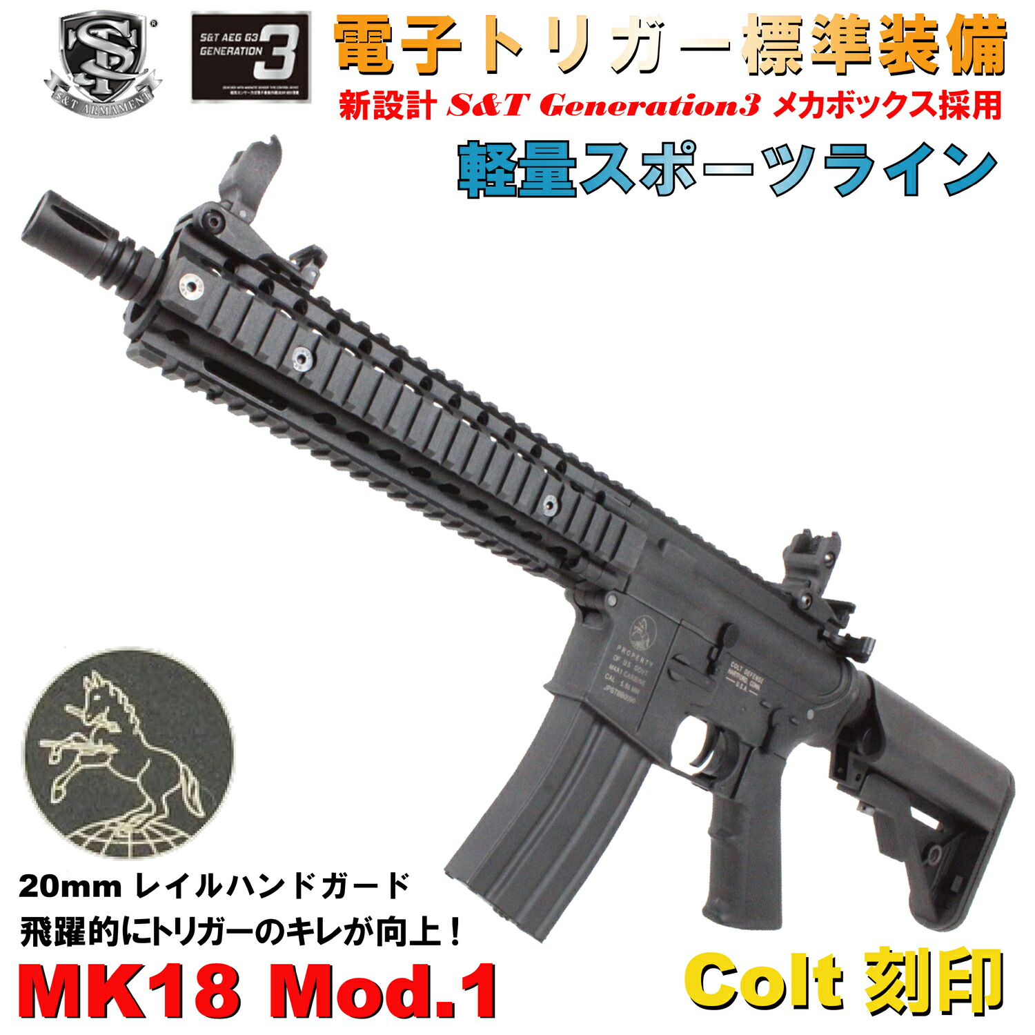 楽天市場】S&T Mk18 Mod.1 スポーツライン G3電動ガン BK (Colt刻印