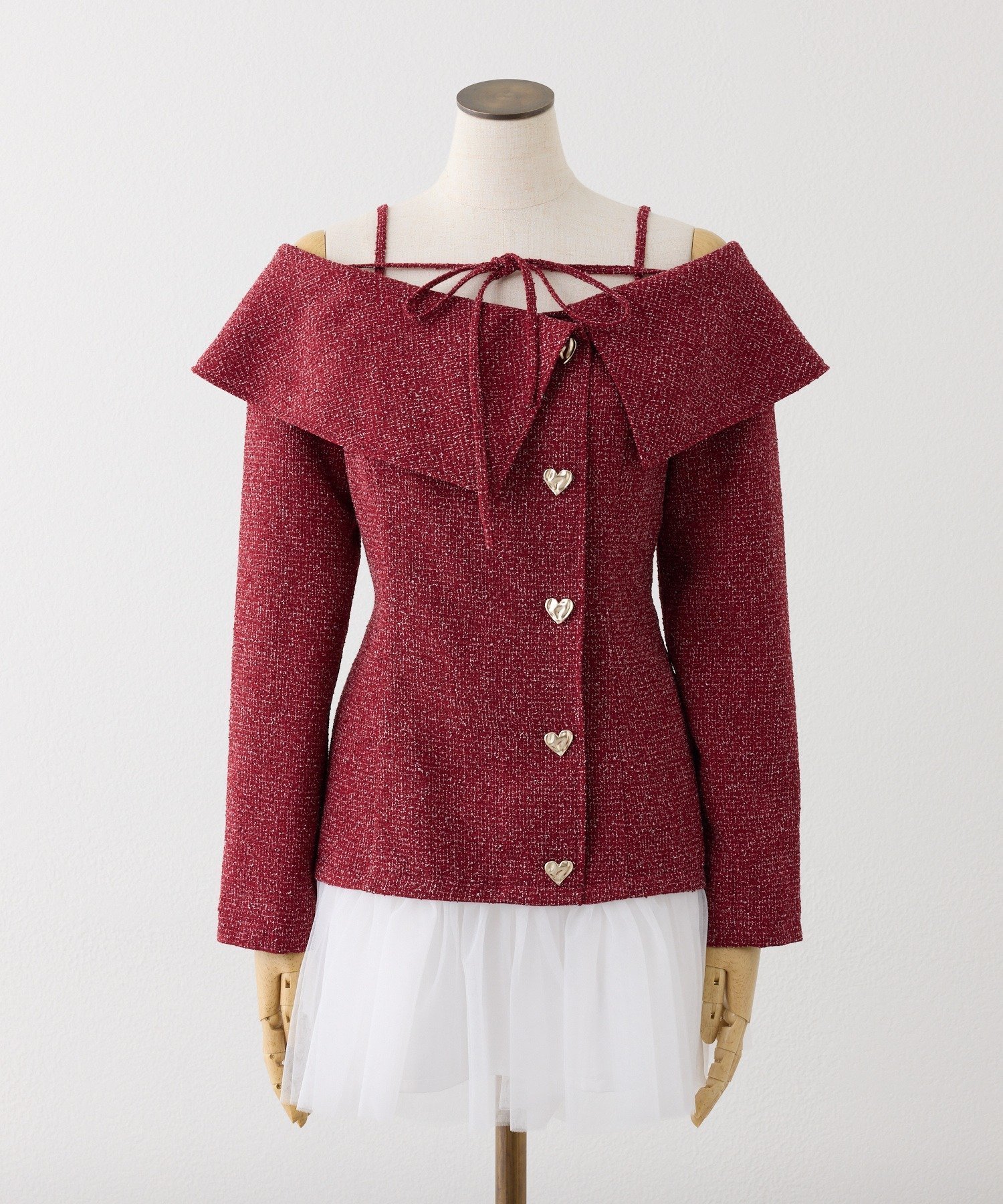 one after another NICE CLAUP｜ハートボタン切替ミニワンピース