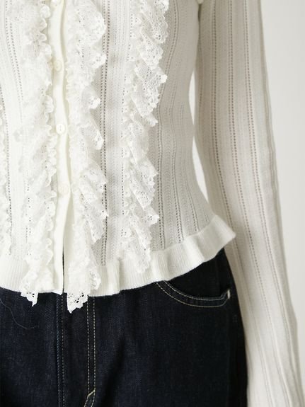 FRAY I.D｜フリルレースコンビニットカーデ | Rakuten Fashion(楽天