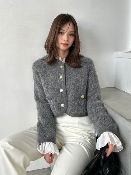 SNIDEL｜ファーライクフリルニットジャケット | Rakuten Fashion(楽天