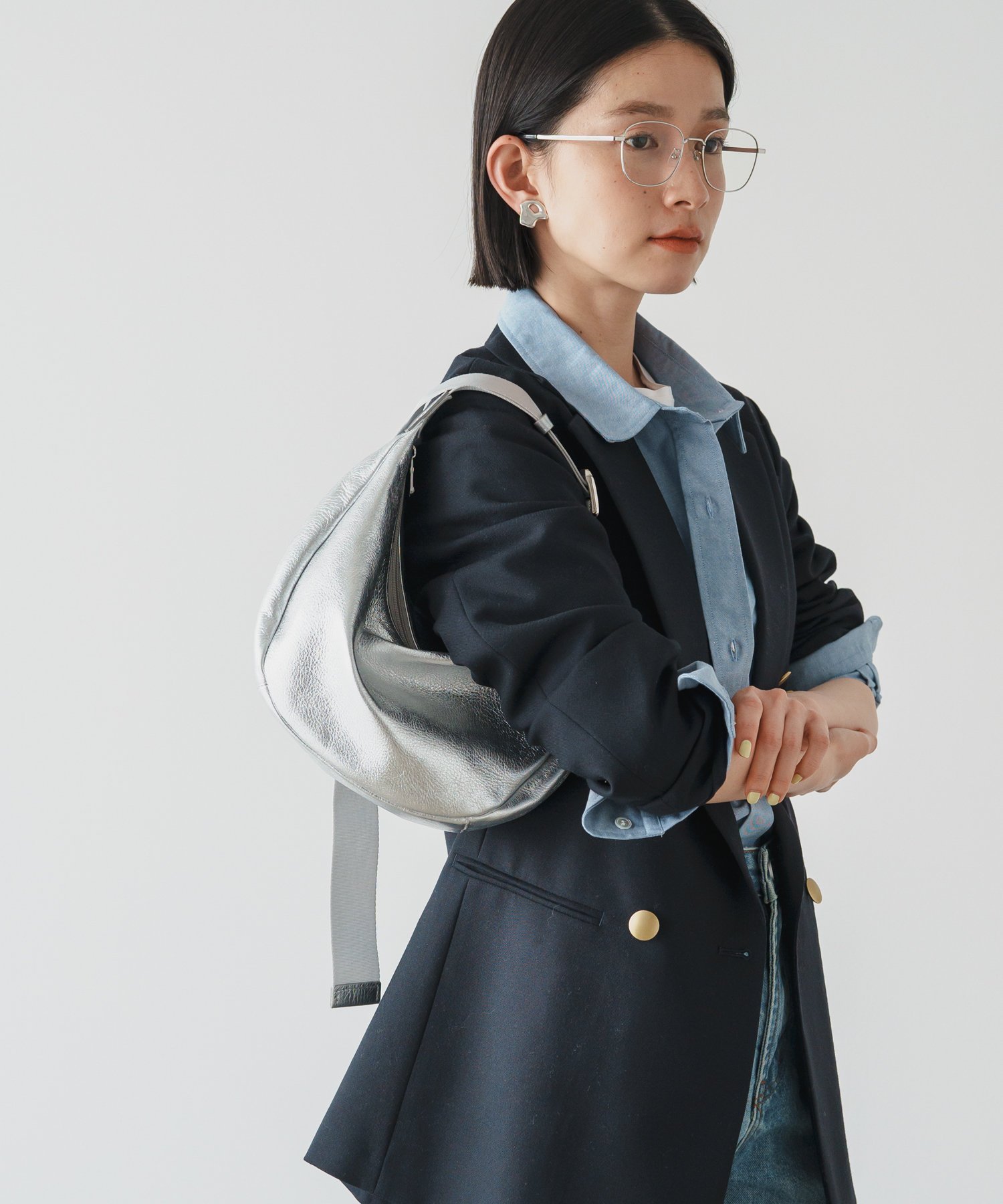 russet｜ソフトレザーラウンドショルダーバッグ[silver] | Rakuten