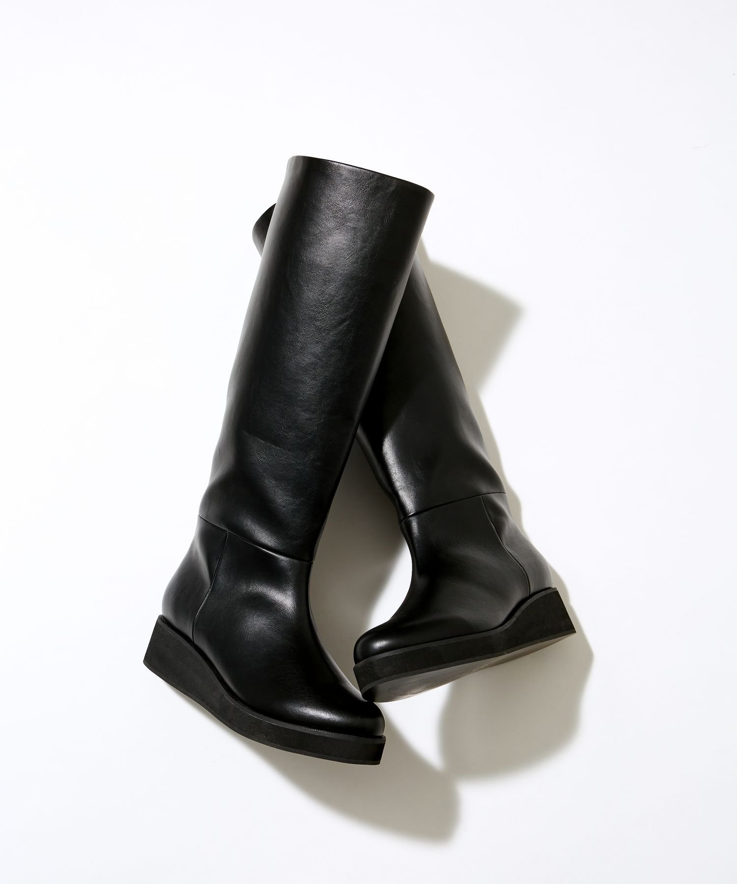 ブーツ Mazell / インヒールワイドシャフトロングブーツ レディース