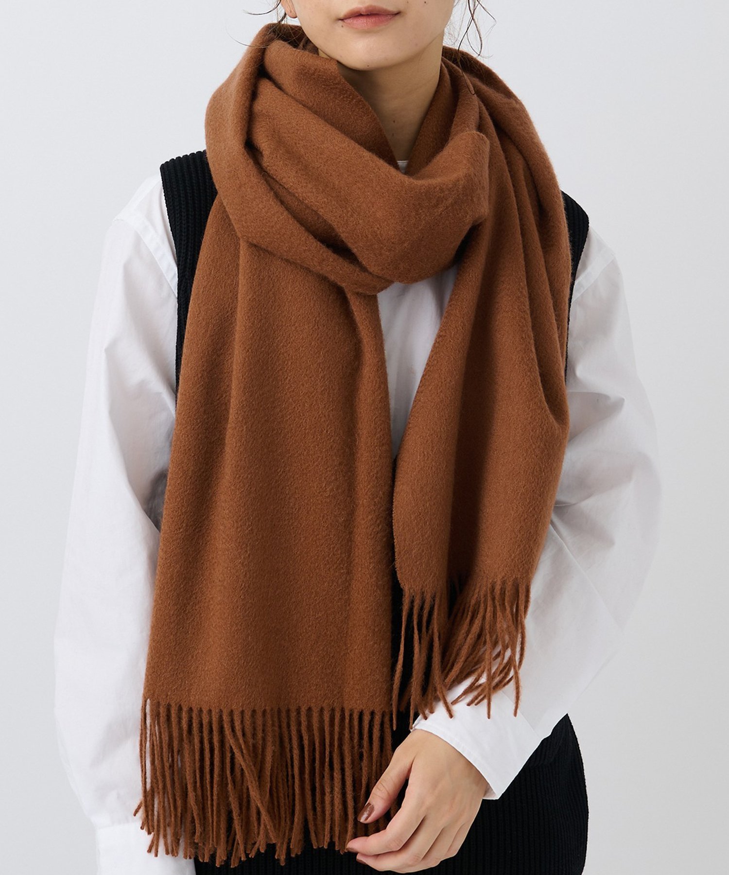 SETUP7｜elegancese/solid wave ピュアカシミヤ100% マフラー ストール