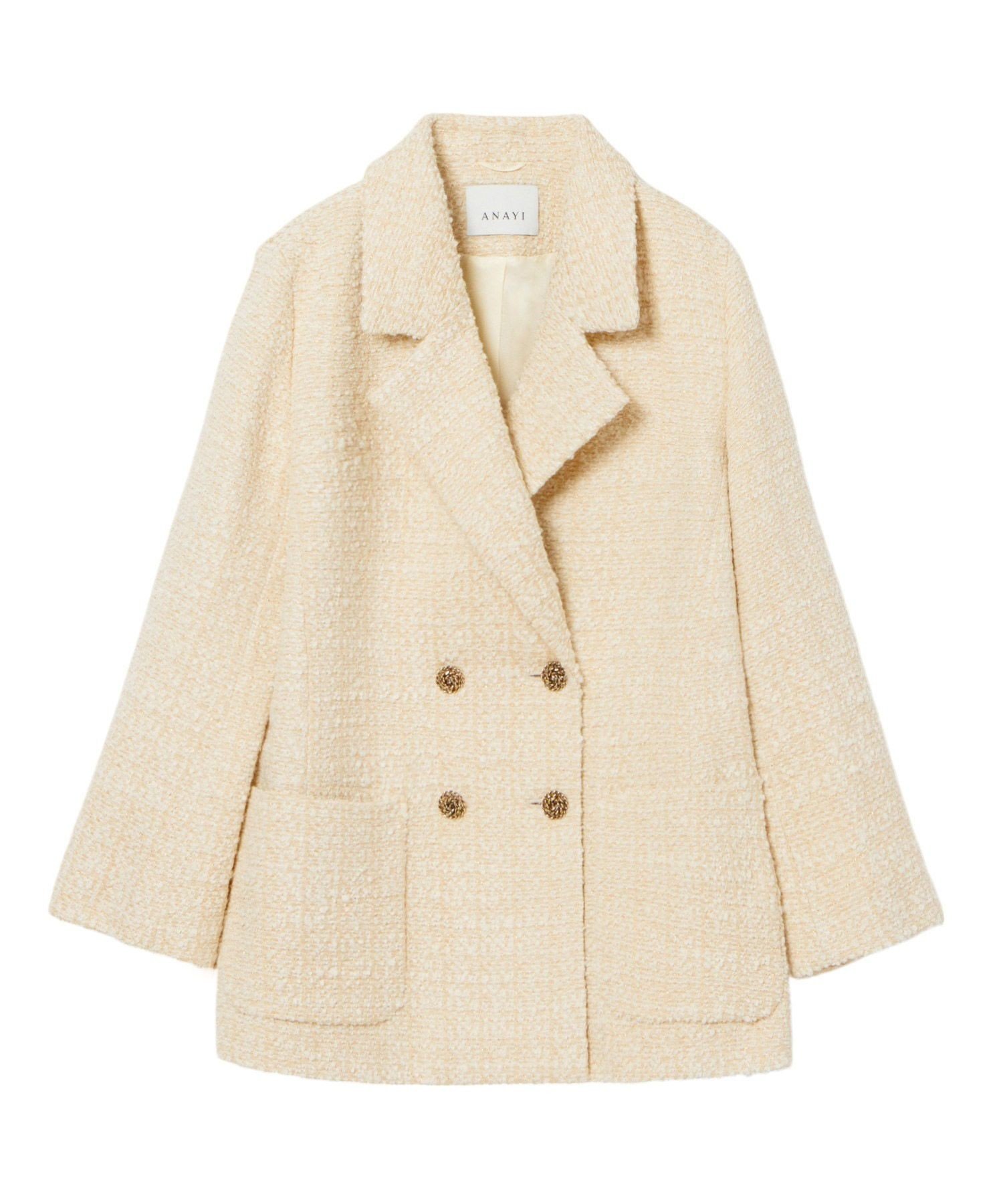 ANAYI｜ラメツイードテーラーダブルコート | Rakuten Fashion(楽天