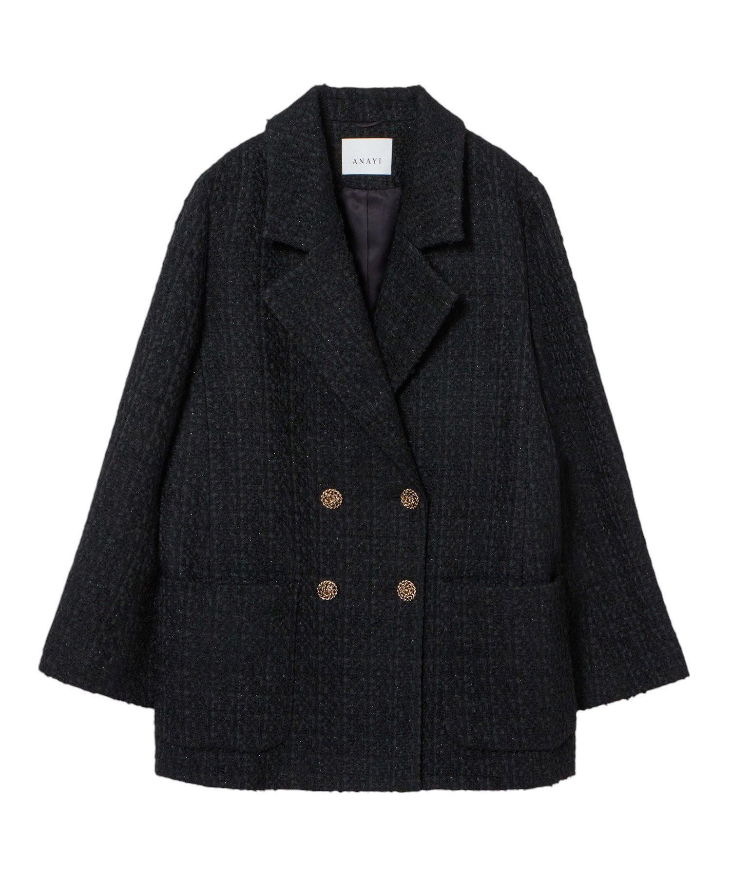 ANAYI｜ラメツイードテーラーダブルコート | Rakuten Fashion(楽天