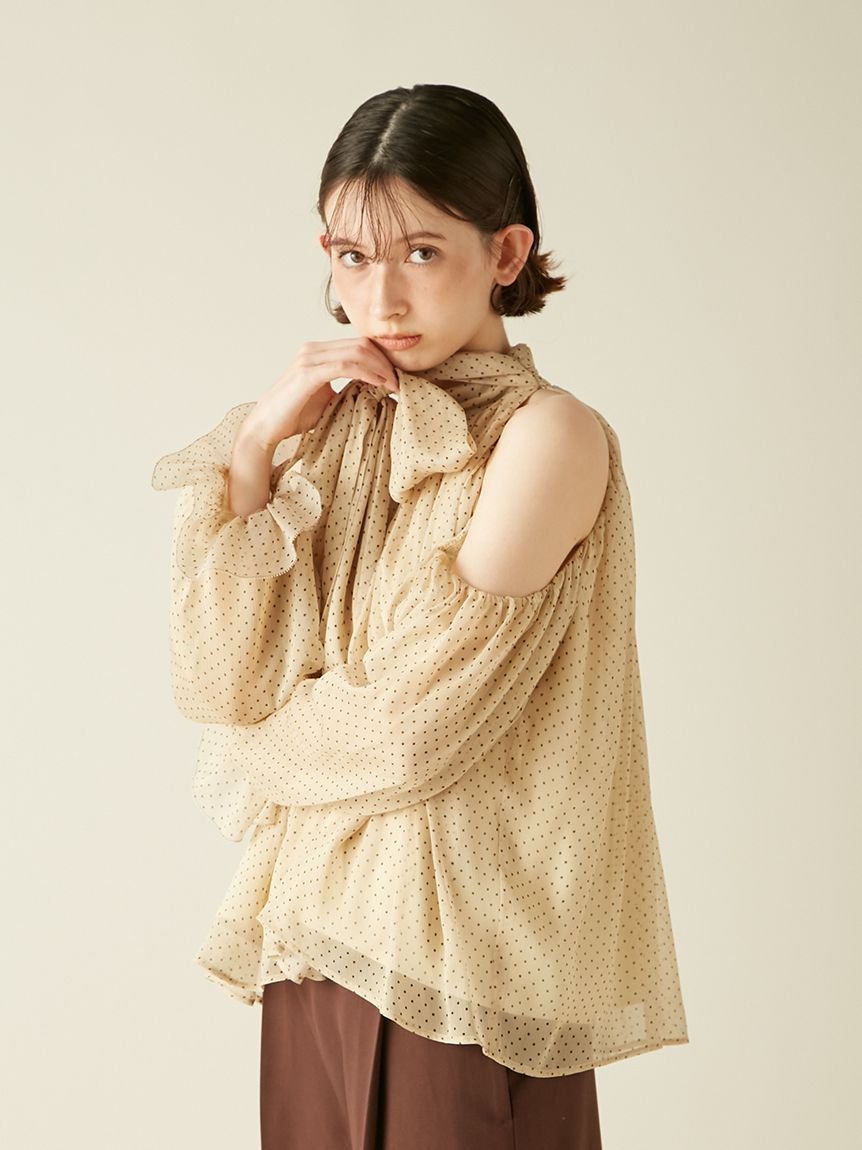 LILY BROWN｜【WEB限定カラー】ドレープボウタイシフォンブラウス