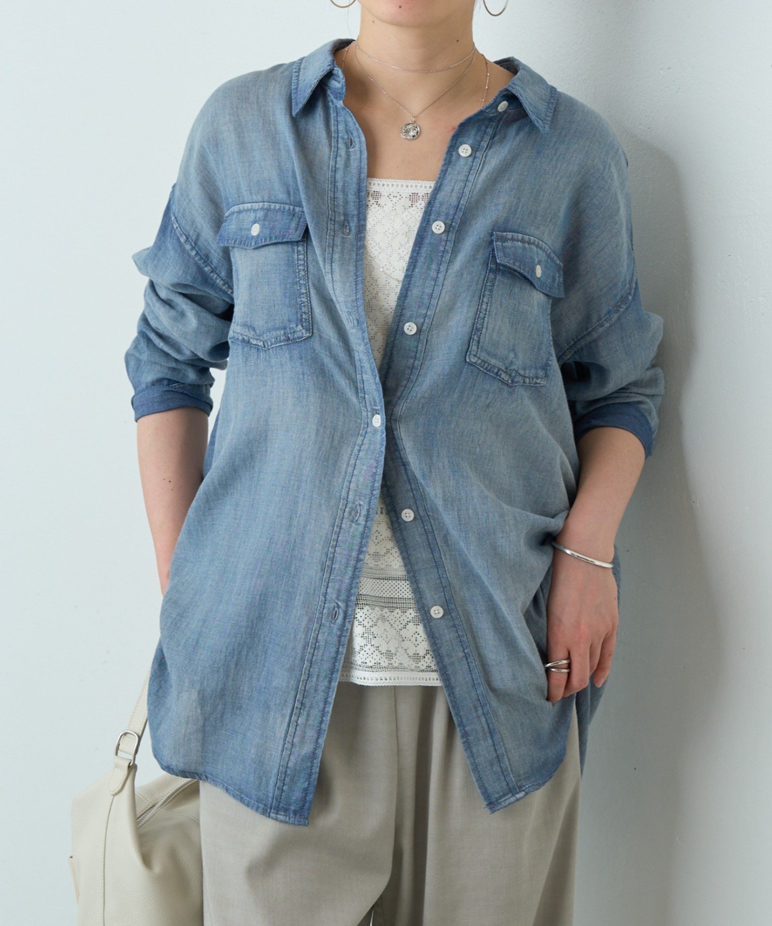 BEARDSLEY｜シフォンデニムシャツ | Rakuten Fashion(楽天ファッション