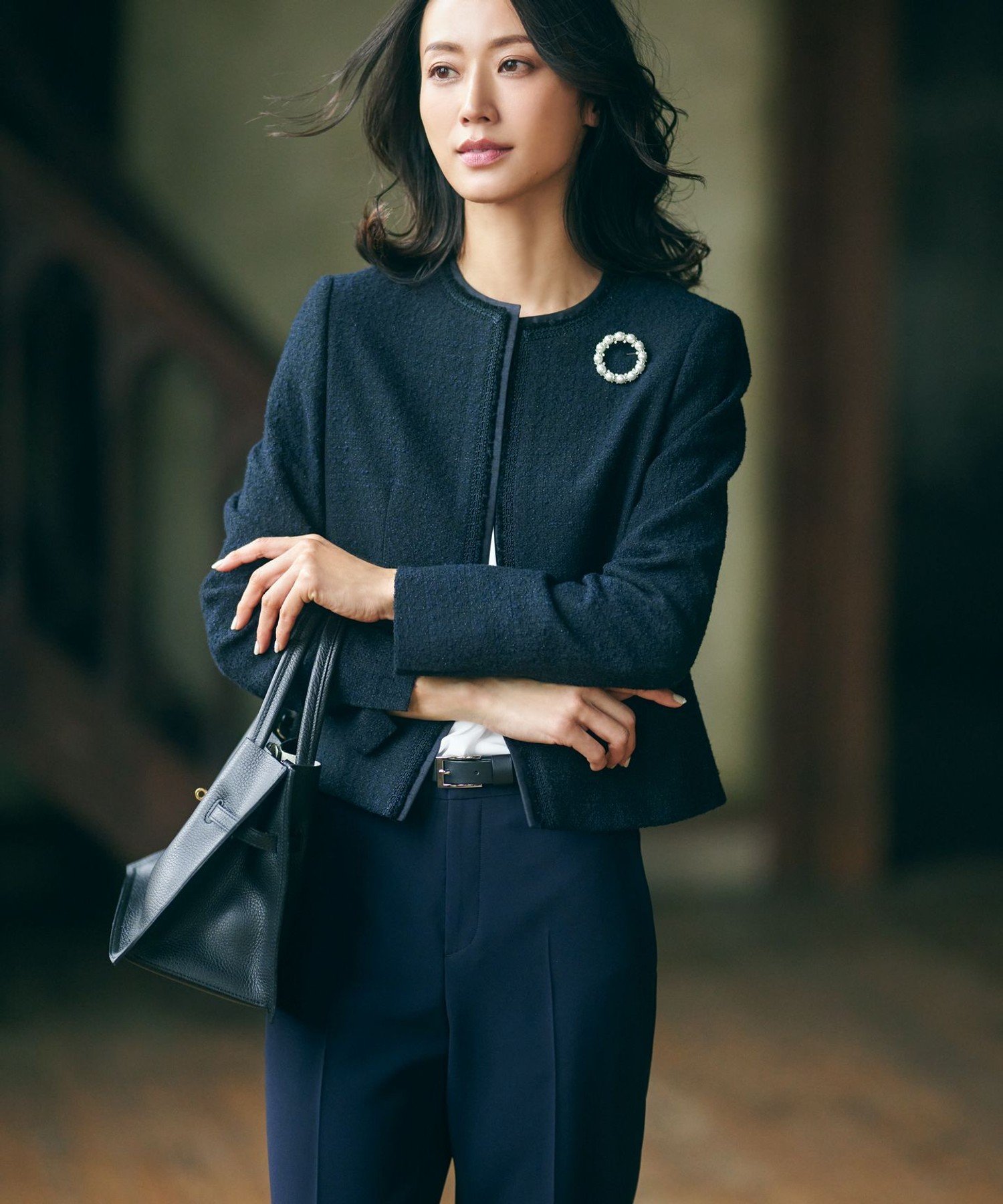 23区｜【セットアップ対応】シャインツイードストレッチ ノーカラー