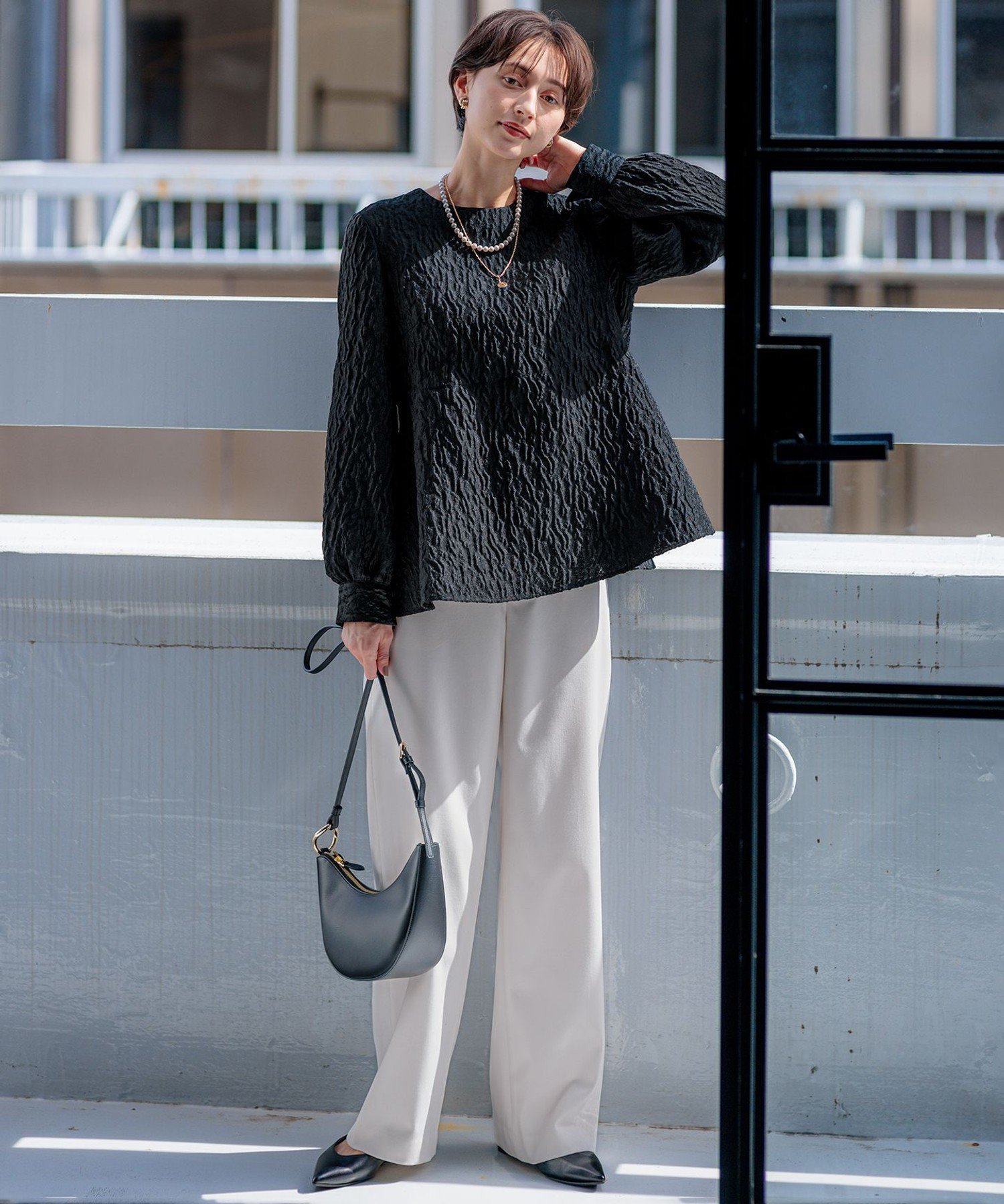 23区｜【洗える】エクラジャカード ペプラム ブラウス | Rakuten