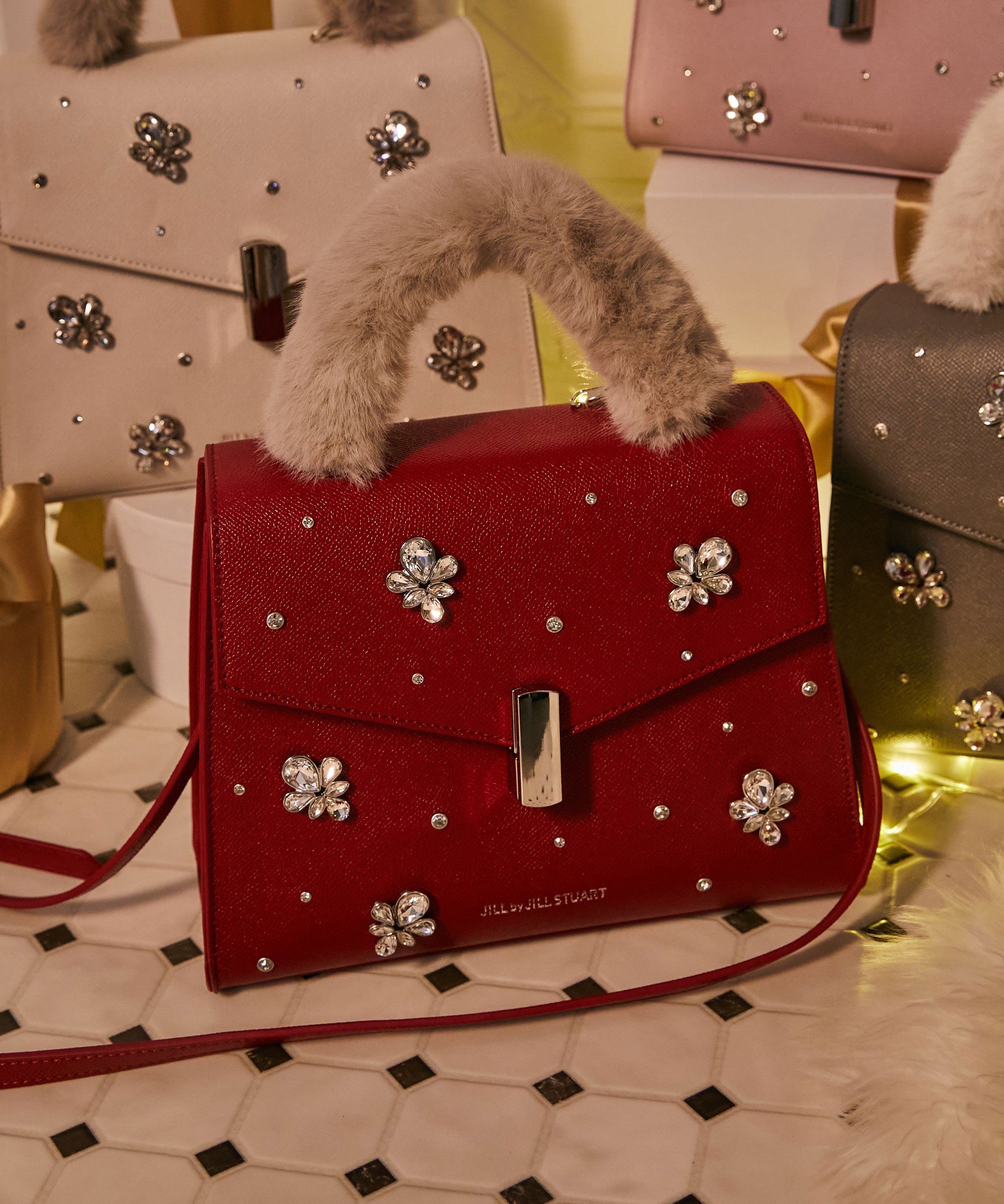 JILL by JILL STUART｜ランダムビジューファーハンドルバッグ