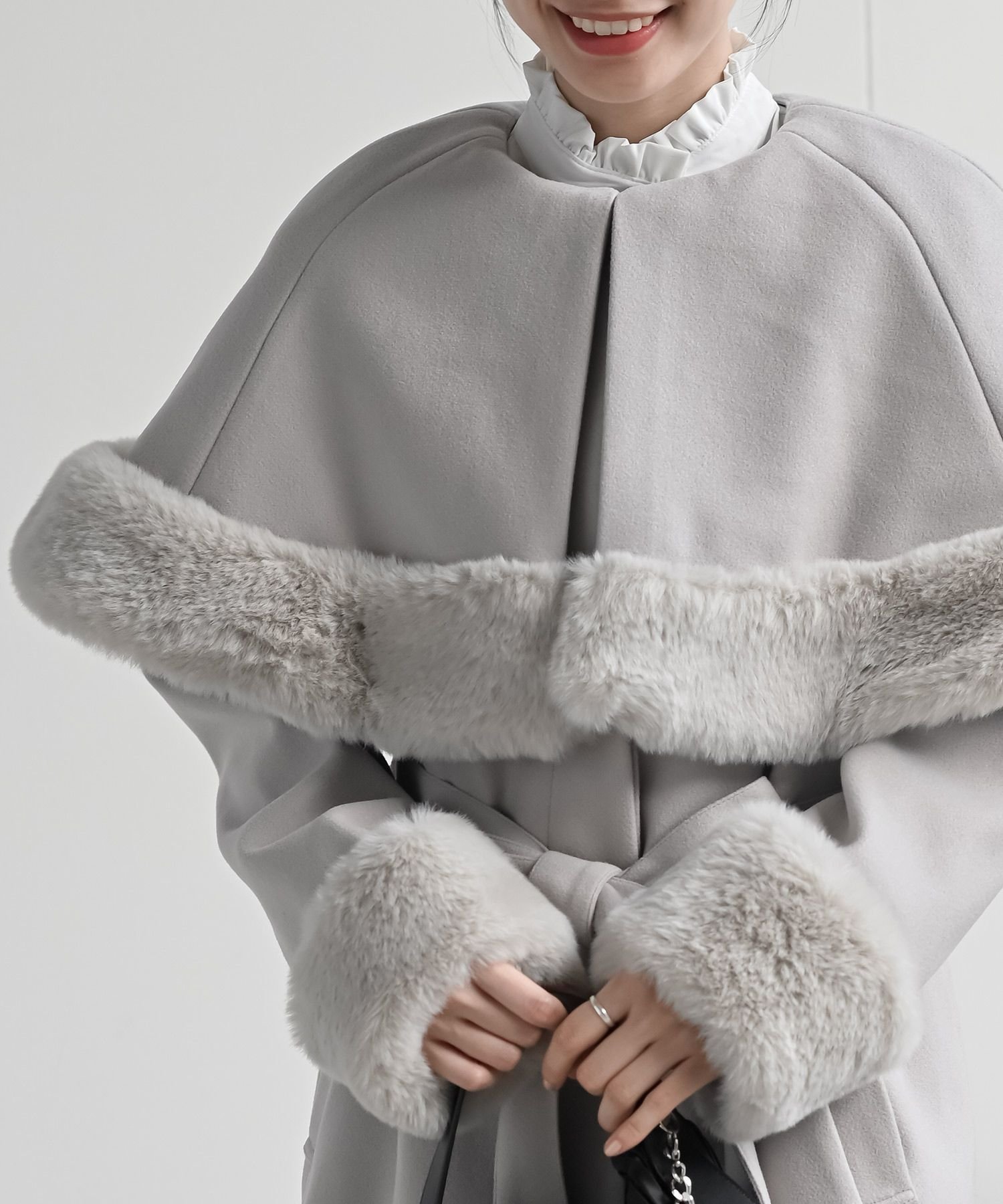 rps｜フェイクファーケープ付きコート | Rakuten Fashion(楽天