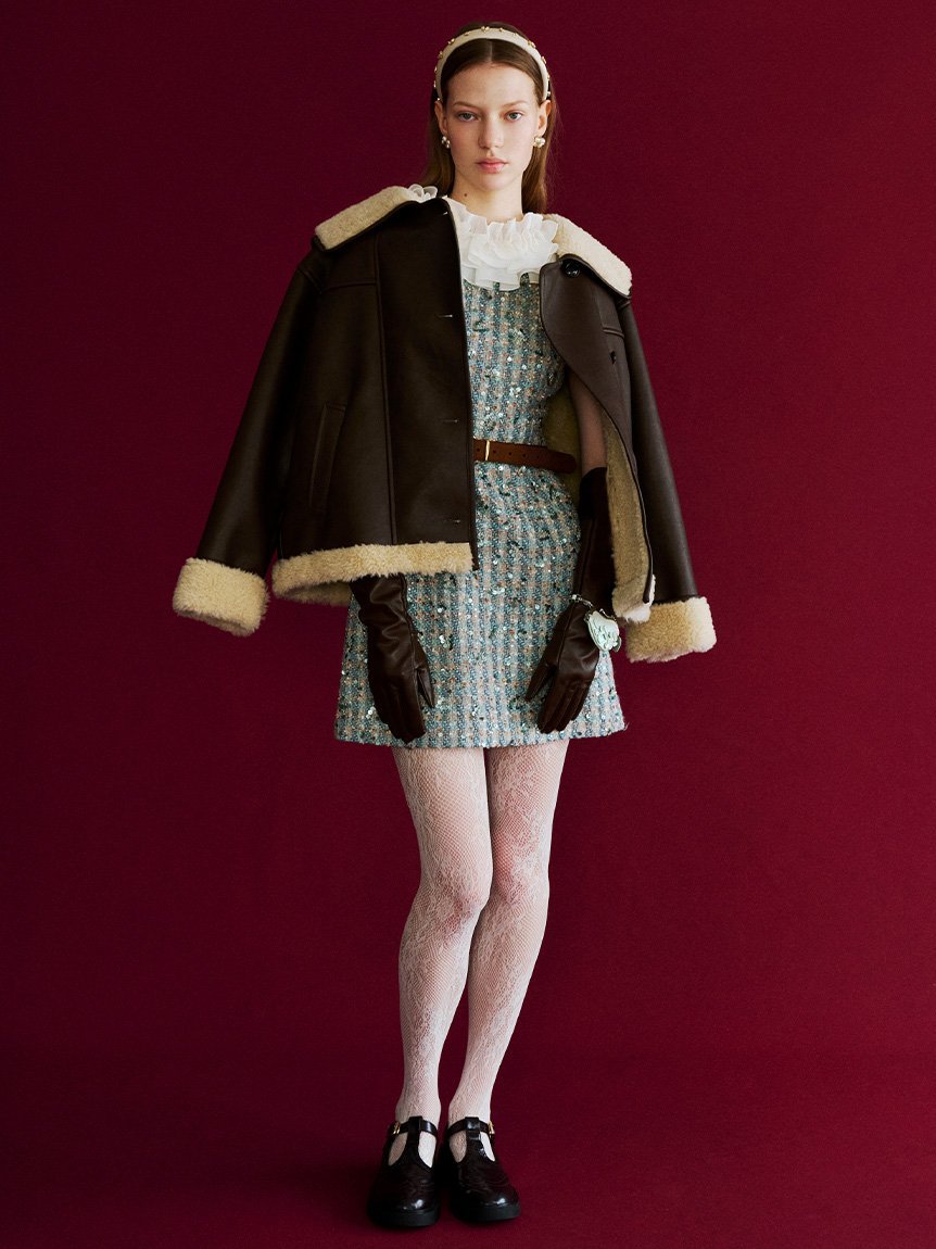 LILY BROWN｜[L.B CANDY STOCK]フリルカラー付き2wayミニワンピース