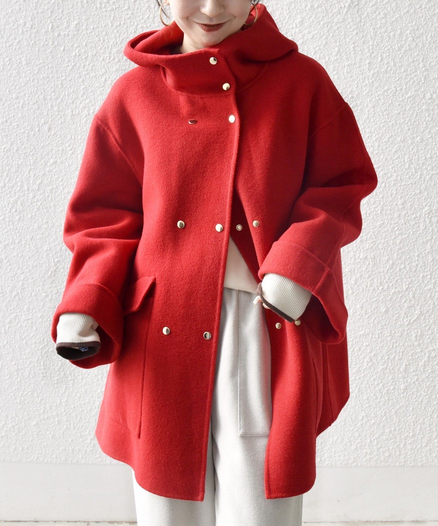 SHIPS｜SHIPS any: リバー フーデッド Aライン ミドル コート