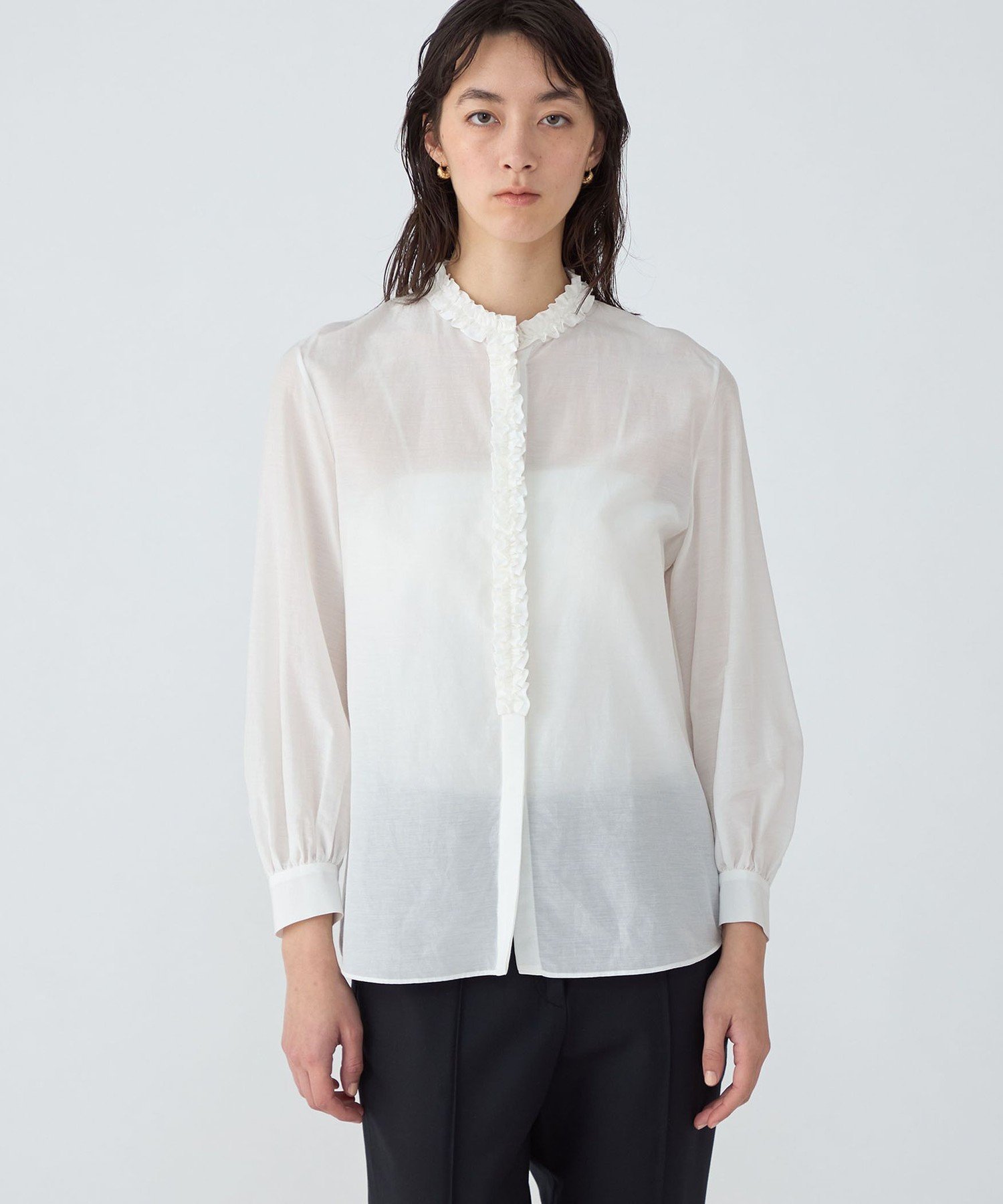 TOMORROWLAND｜コットンシルクオーガンジー フリルブラウス | Rakuten