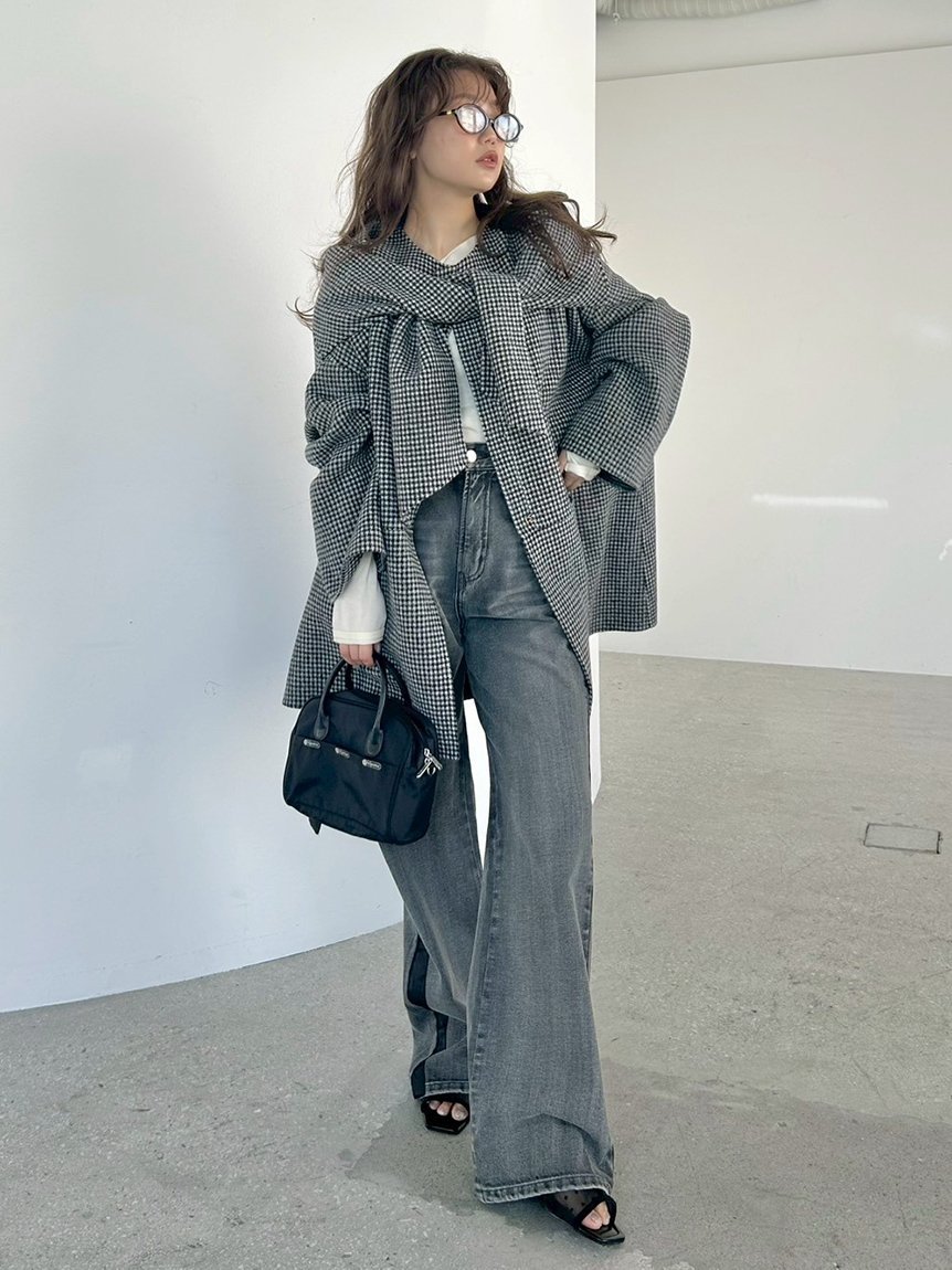 FRAY I.D｜マフラー付ノーカラーリバーミドルコート | Rakuten Fashion