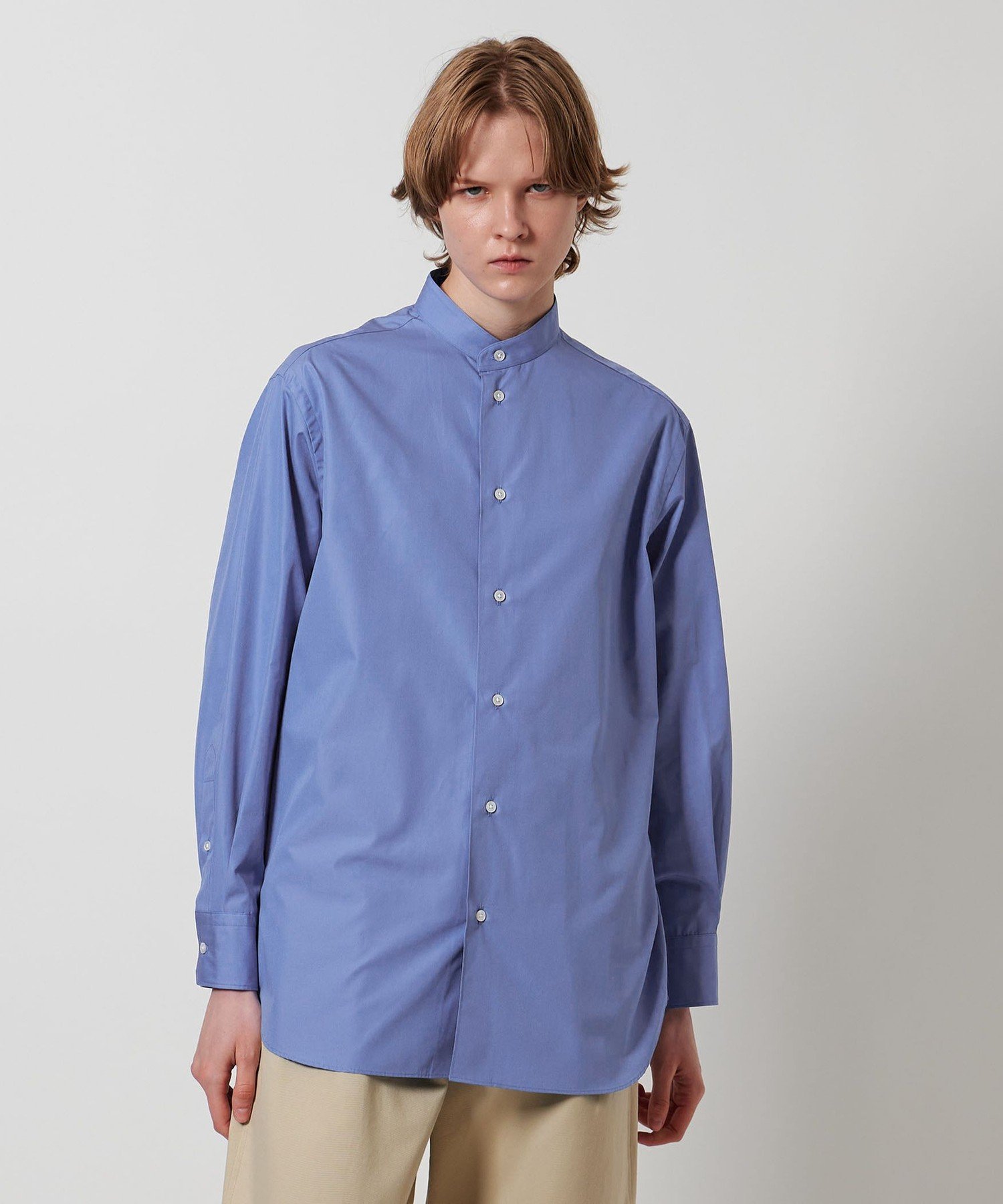 LOEFF（ロエフ）コットン ブロード バンドカラーシャツ 8800022Y0037_m1_a070.jpg