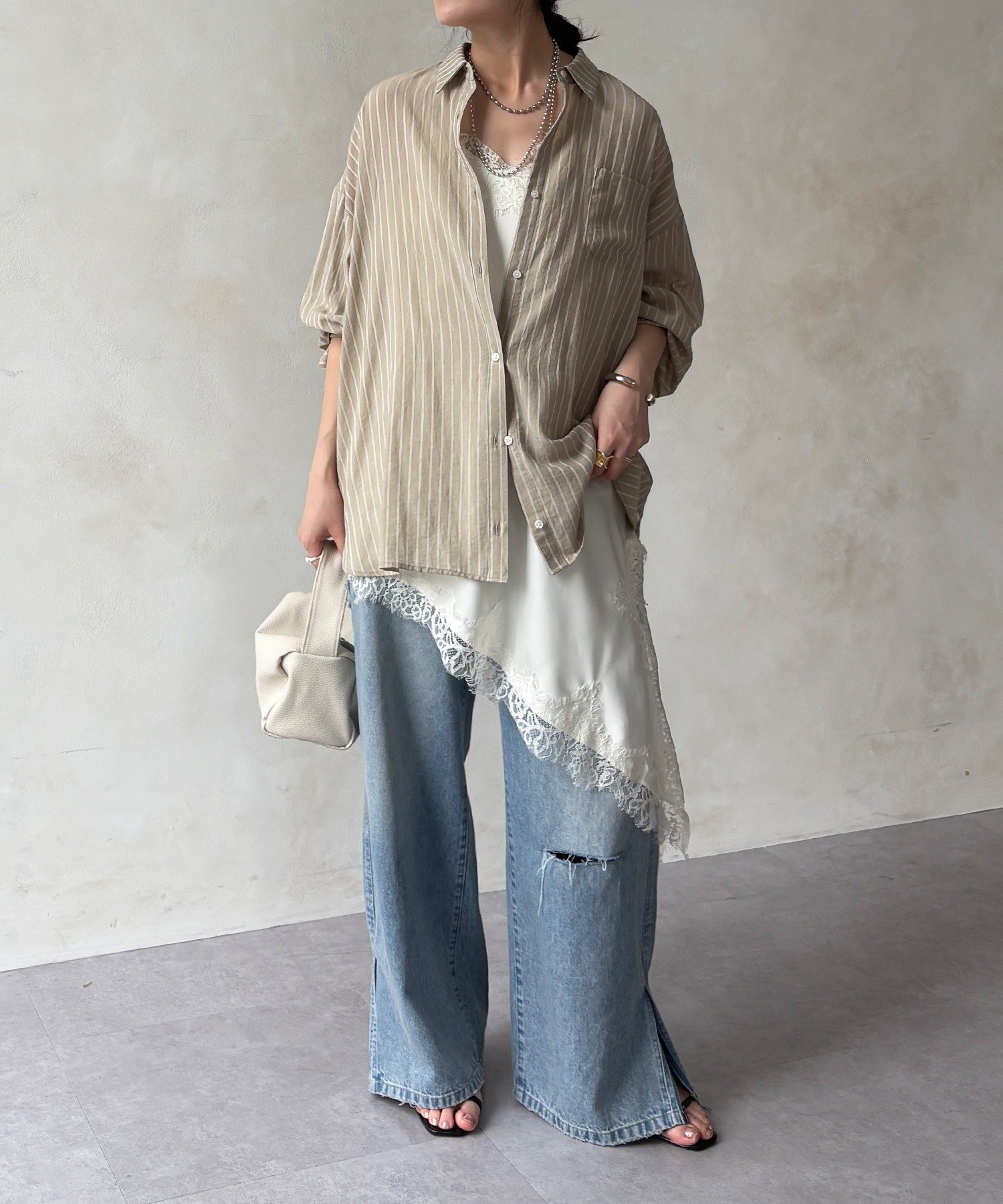 DOUDOU｜【完売カラー再追加!】アシメレースキャミ | Rakuten Fashion