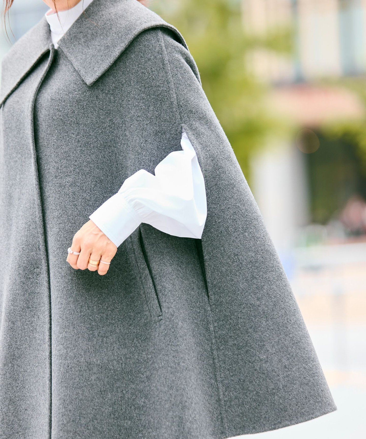 Newans｜セーラーカラーダブルフェイスケープコート | Rakuten Fashion