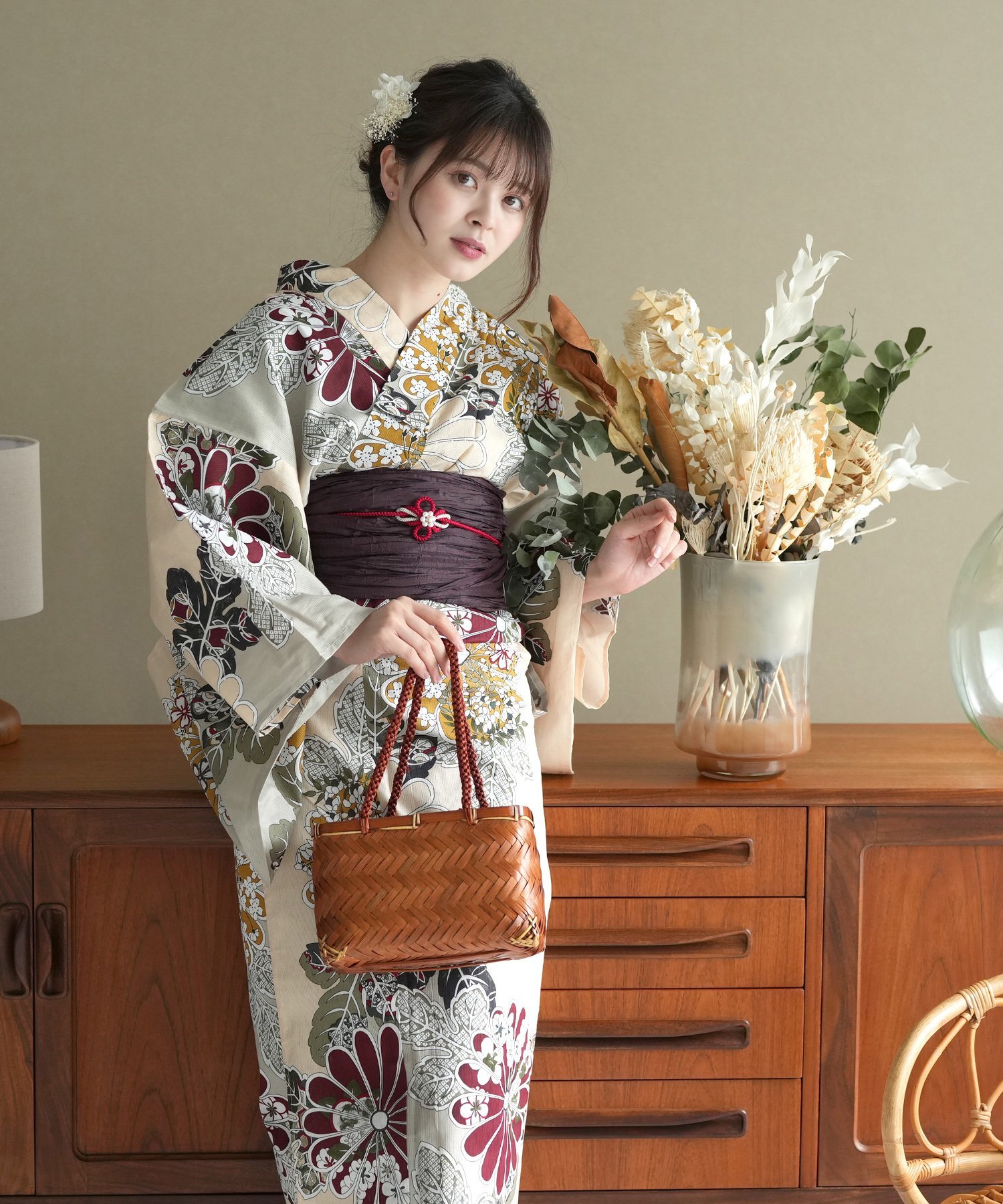 utatane｜utatane/(W)高級変わり織り浴衣3点セット ピンクベージュと