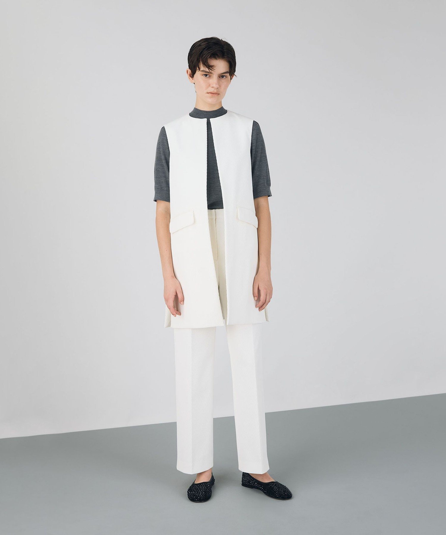 TOMORROWLAND｜ツイルジャカード セミワイドパンツ | Rakuten Fashion