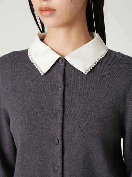 FRAY I.D｜パールトリムカラーアタッチドカーディガン | Rakuten