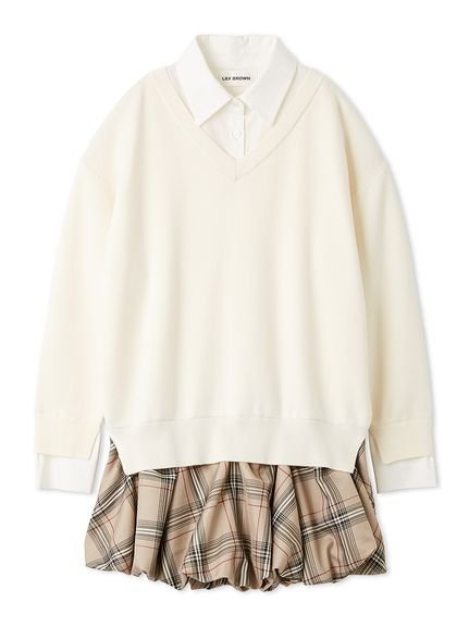 LILY BROWN｜ニットドッキングバルーンワンピース | Rakuten Fashion