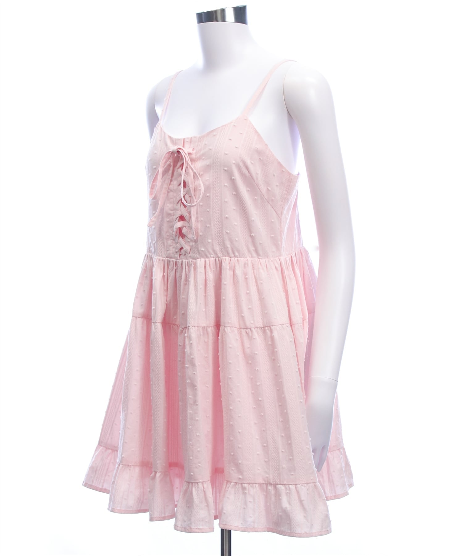 clear｜ドット柄レースアップキャミワンピース | Rakuten Fashion(楽天