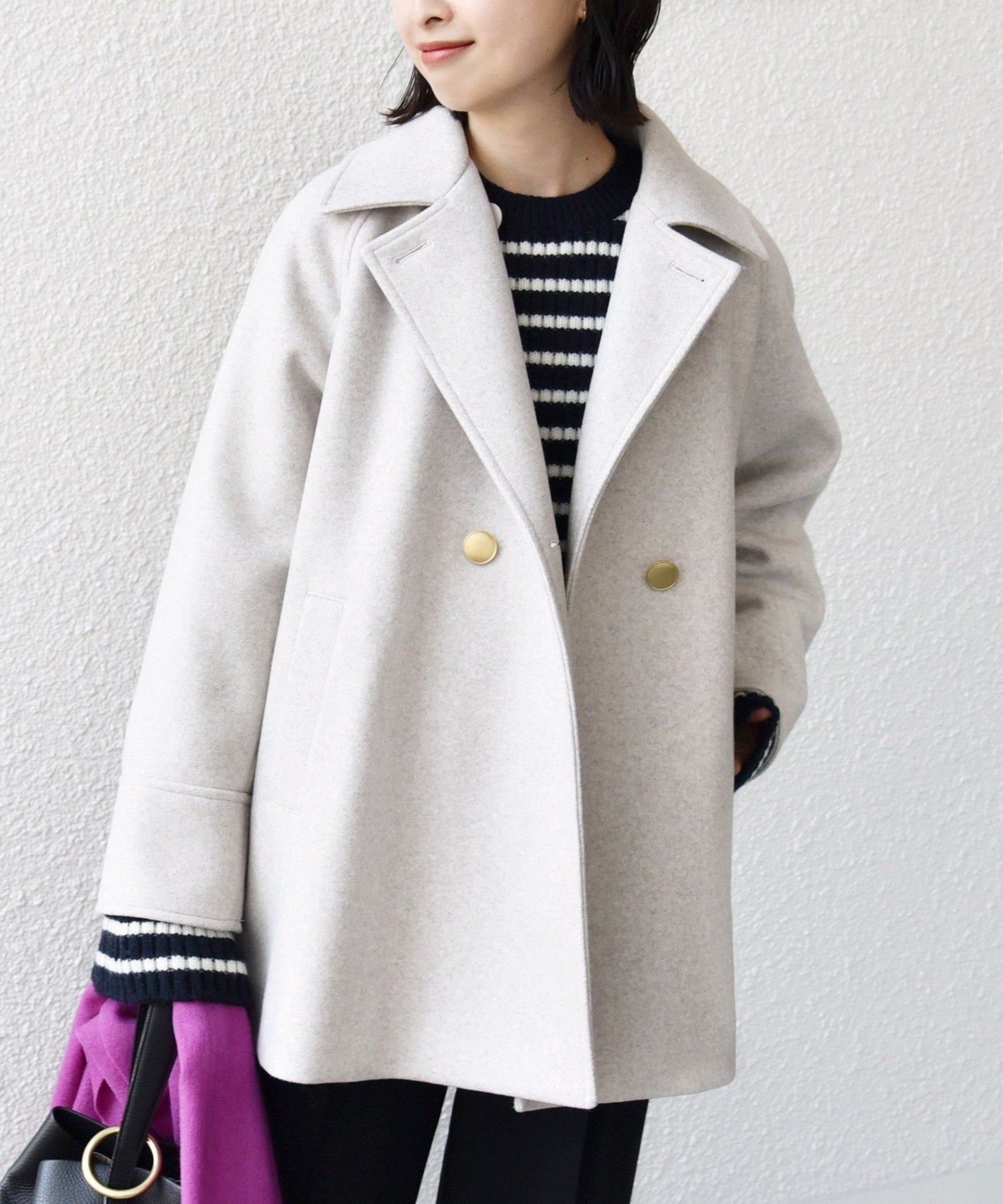 シップス　ウール ライク ジャージー メルトン　2WAY Pコート SHIPS｜【WEB限定】<手洗い可能>ウール ライク ジャージー メルトン