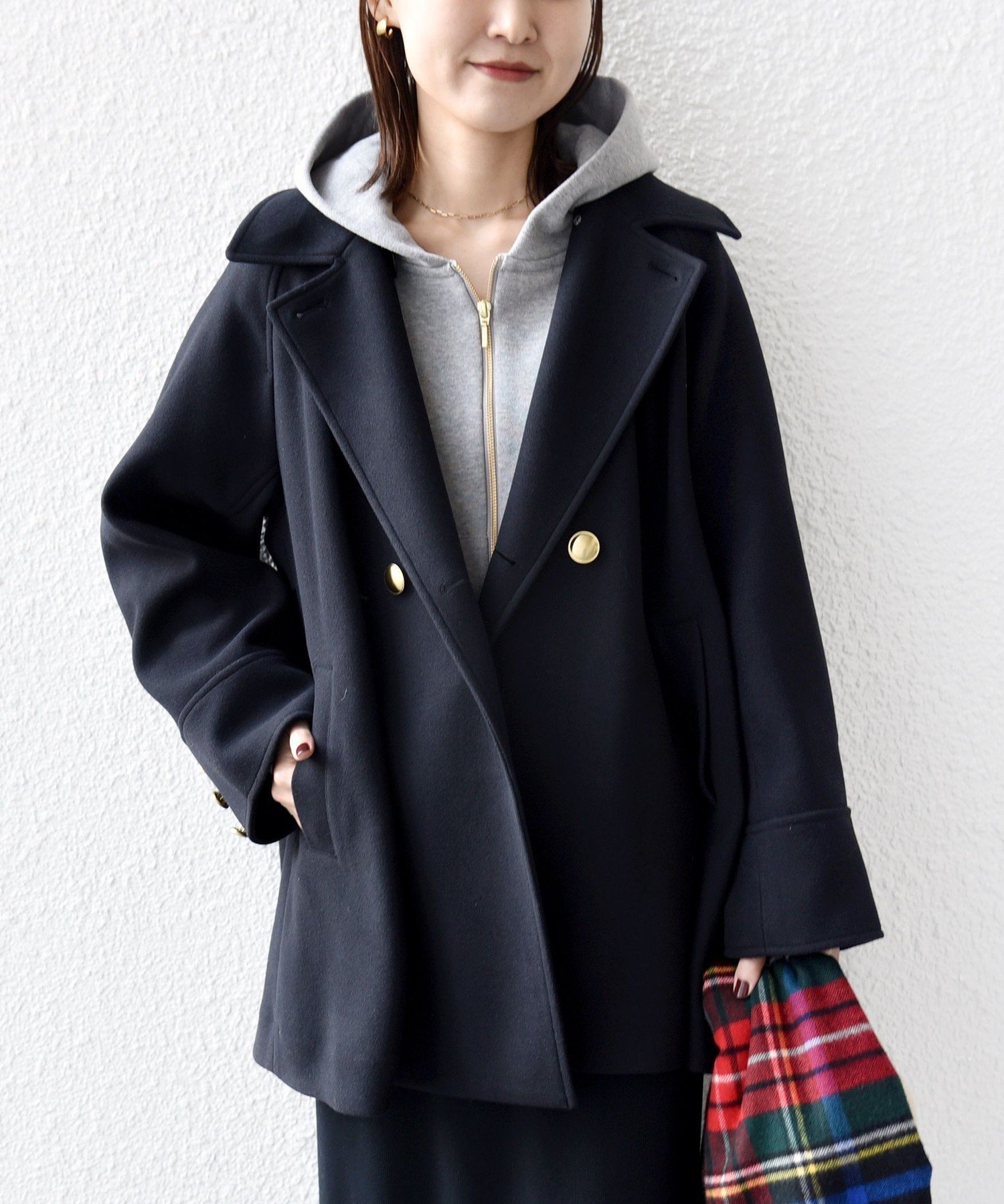 シップス　ウール ライク ジャージー メルトン　2WAY Pコート SHIPS｜【WEB限定】<手洗い可能>ウール ライク ジャージー メルトン