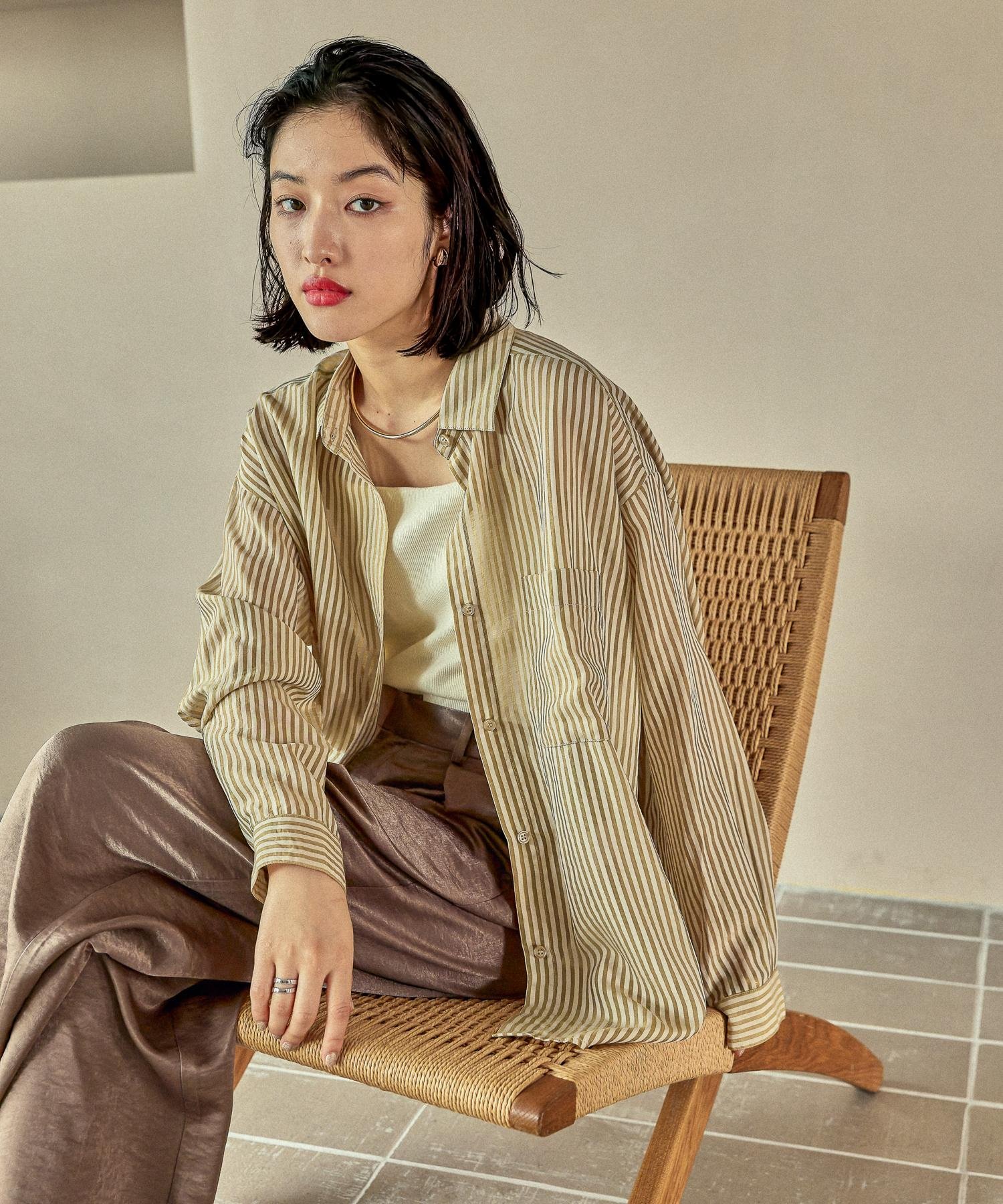 LEPSIM｜シアーカラーストライプシャツ | Rakuten Fashion(楽天