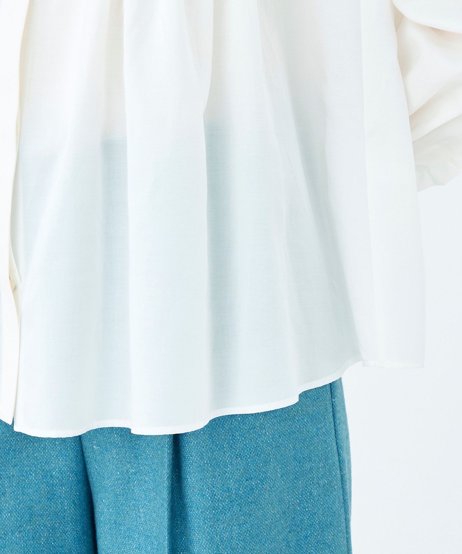 TOMORROWLAND｜コットンシルクサテン ピンタックフリルブラウス