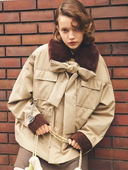 FURFUR｜パデットボウタイワークブルゾン | Rakuten Fashion(楽天