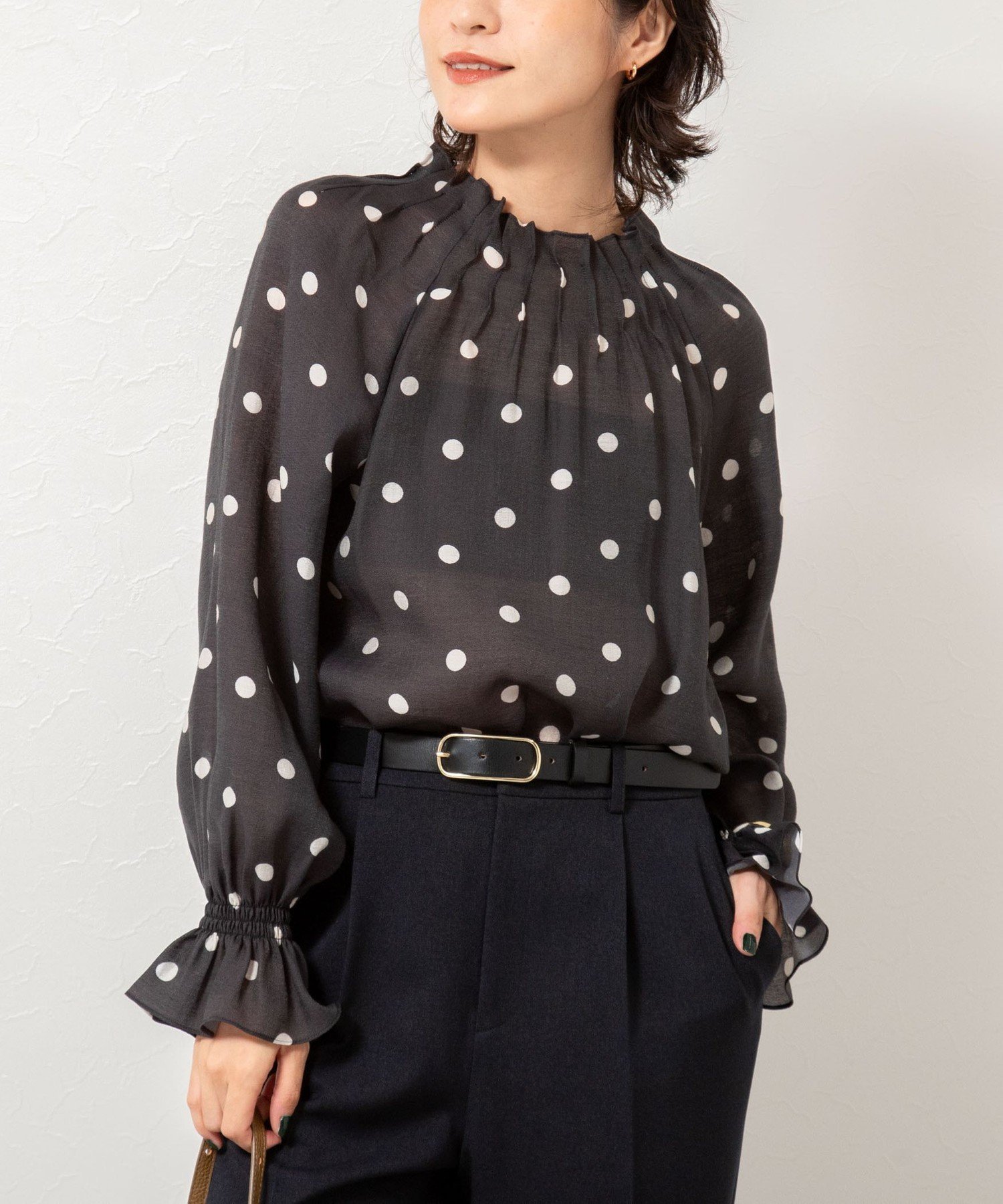 NOLLEY'S｜ウォッシャブルピンタックドットプリントブラウス | Rakuten