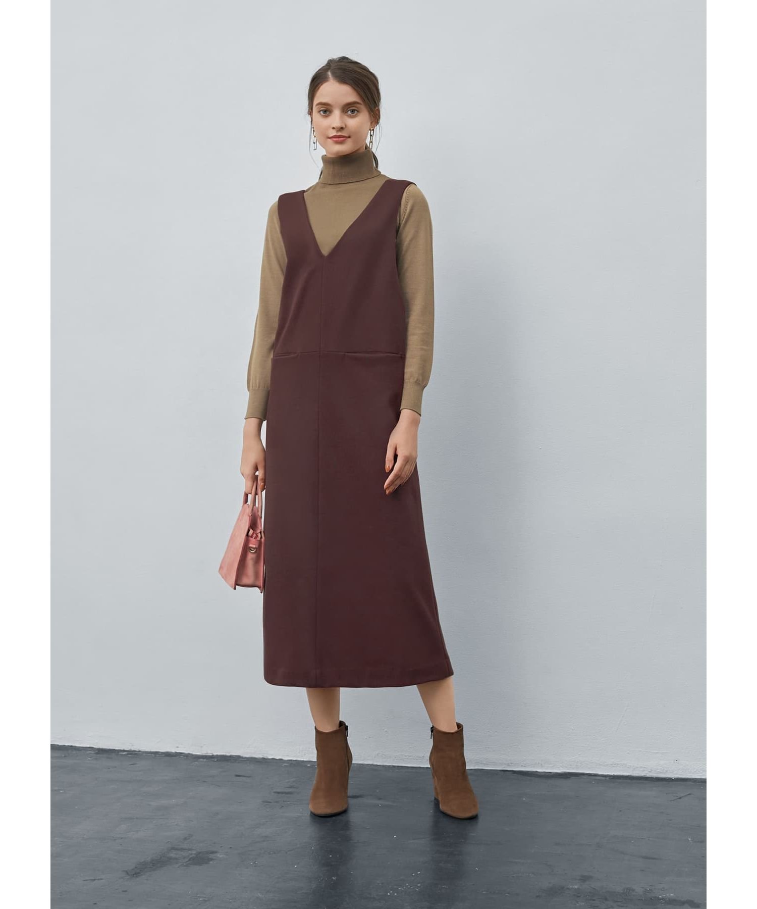 STYLE DELI｜フェルト調バッククロスジャンパースカート | Rakuten