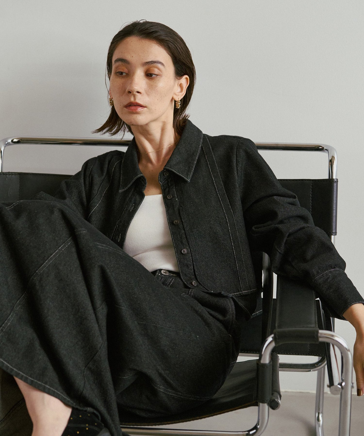 CAPRICIEUX LE'MAGE｜【セットアップ対応】コットンクロップシャツ