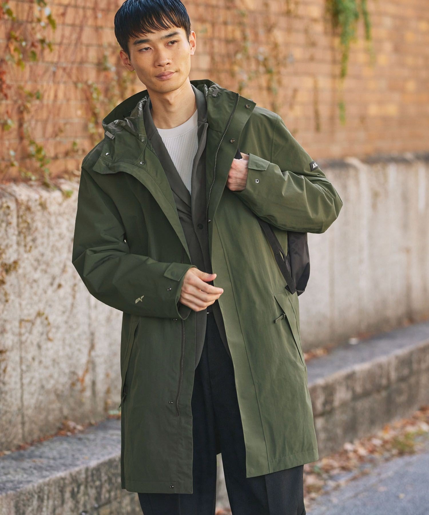 AIGLE フード付きモッズコート 38サイズ オリーブ AIGLE（エーグル