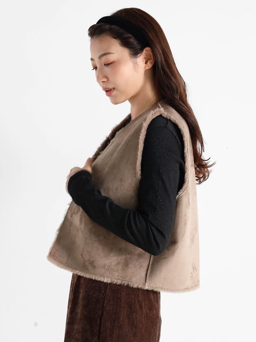 Vin｜リバーシブルフェイクファーベスト | Rakuten Fashion(楽天