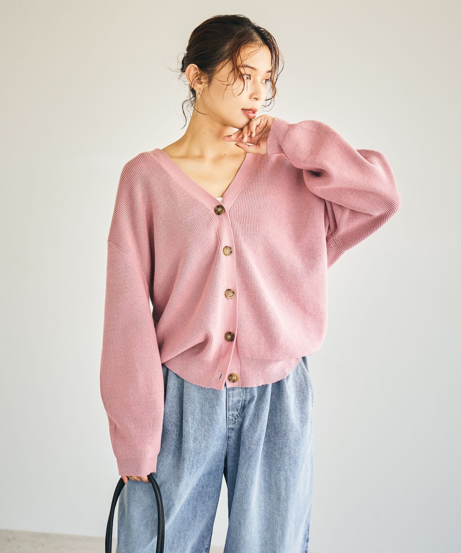 studio CLIP｜12ゲージ畦Vネックニットカーディガン | Rakuten Fashion