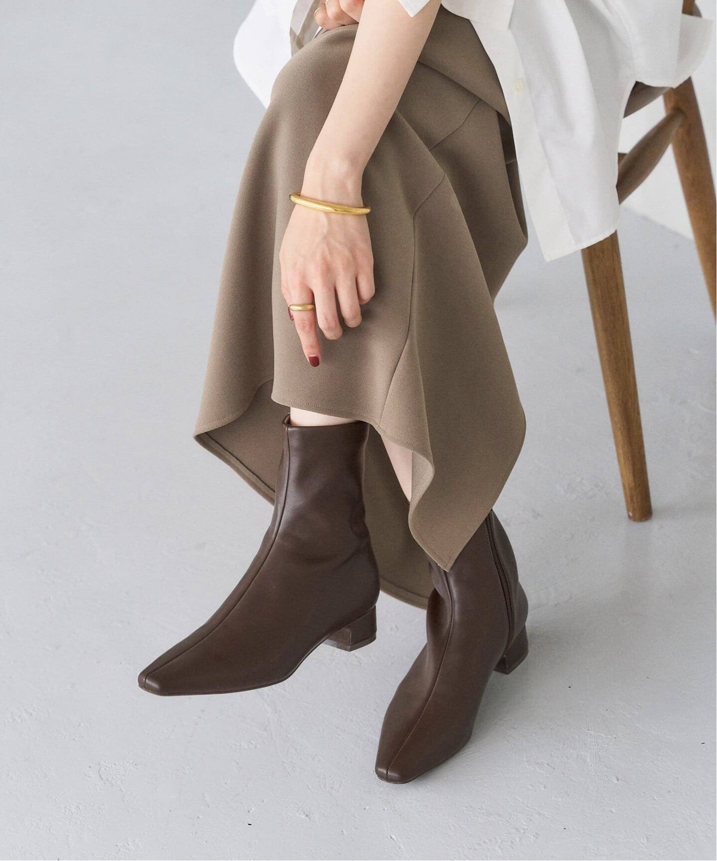 LE TALON｜《追加》3cmフレンチスクエアフィットショートブーツ