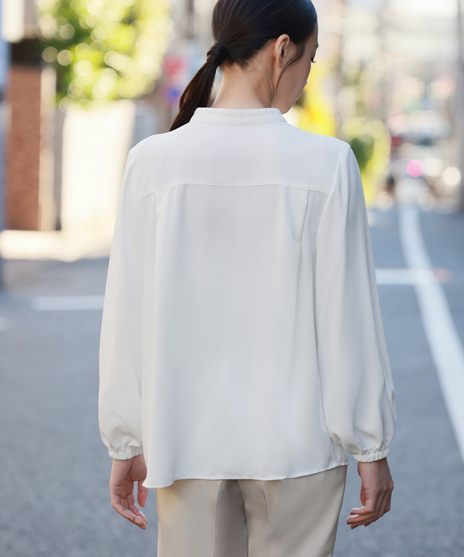 RIVER FIELD & Co.｜ミニフリルスタンドカラーブラウス オフィス