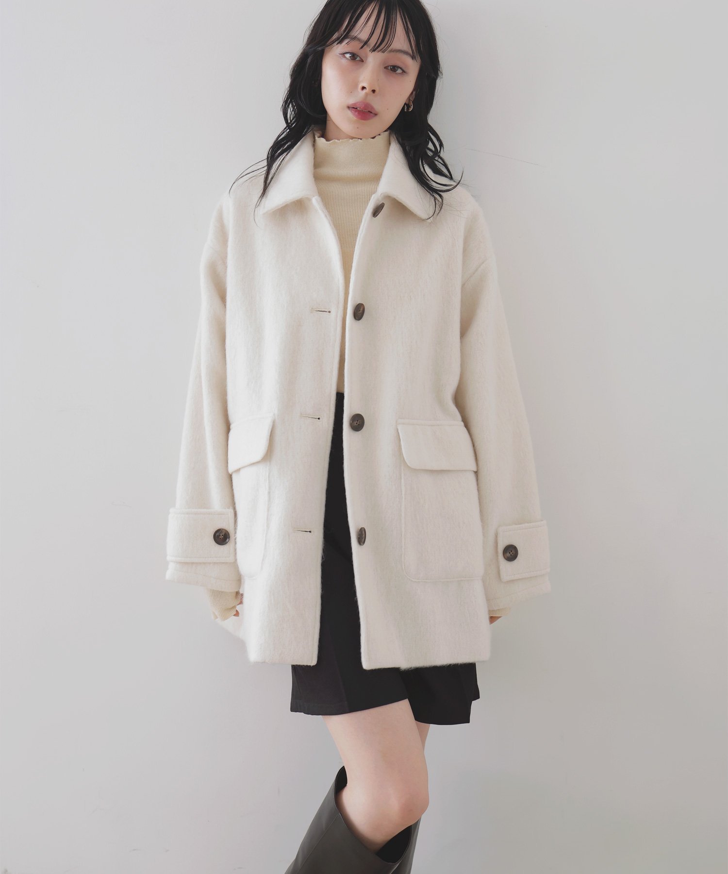 LIAN｜ステンカラーシャギージャケットコート | Rakuten Fashion(楽天