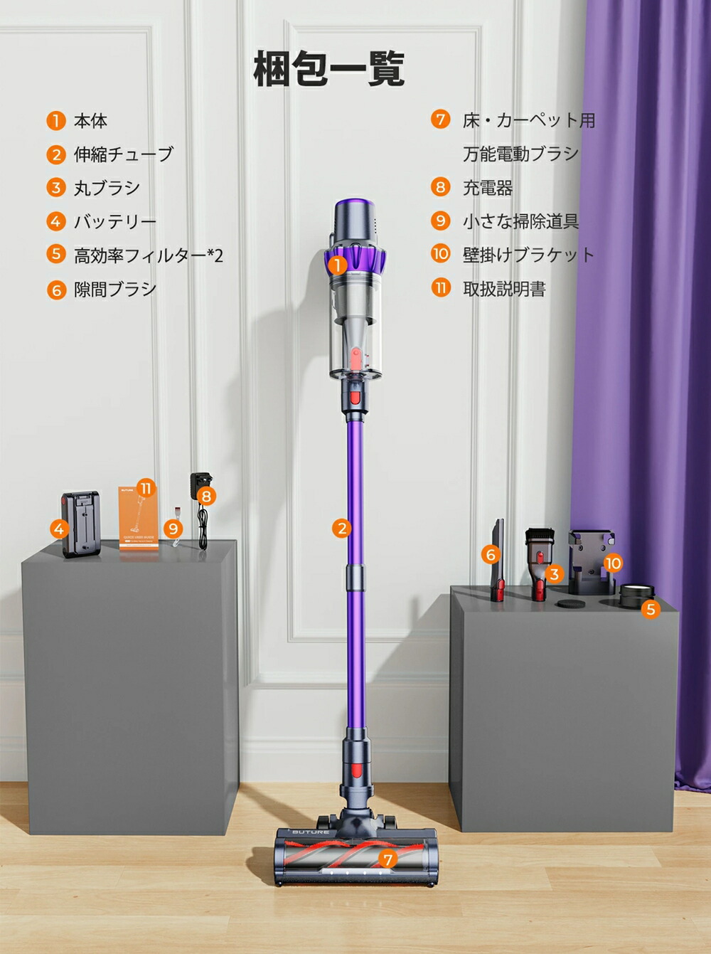 楽天市場】【クーポンで14384円】BUTURE VC70 掃除機 コードレス