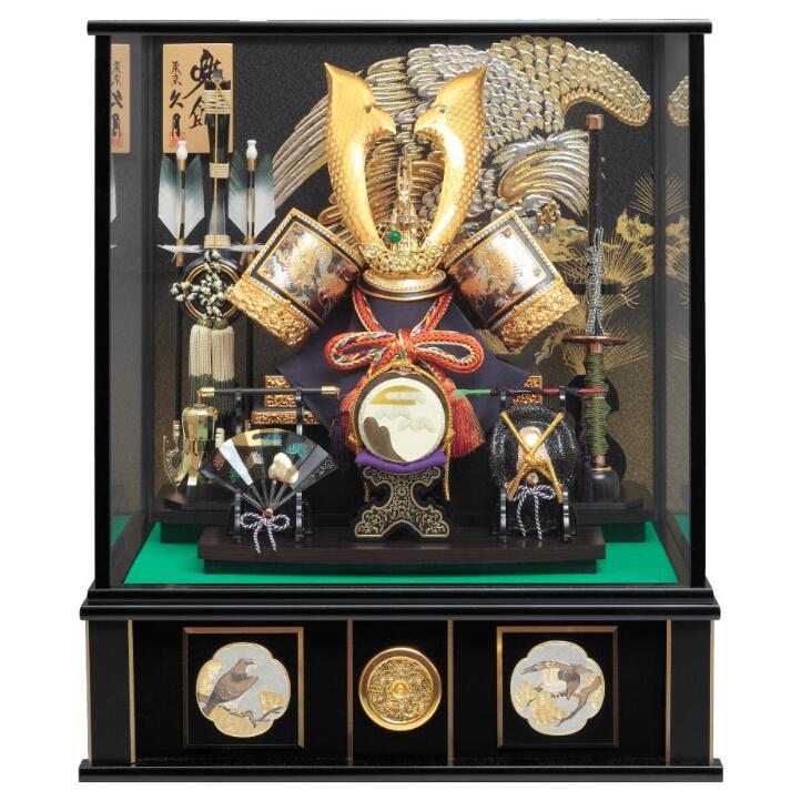 五月人形 兜 久月 オルゴール付き ガラスケース こどもの日 五月人形